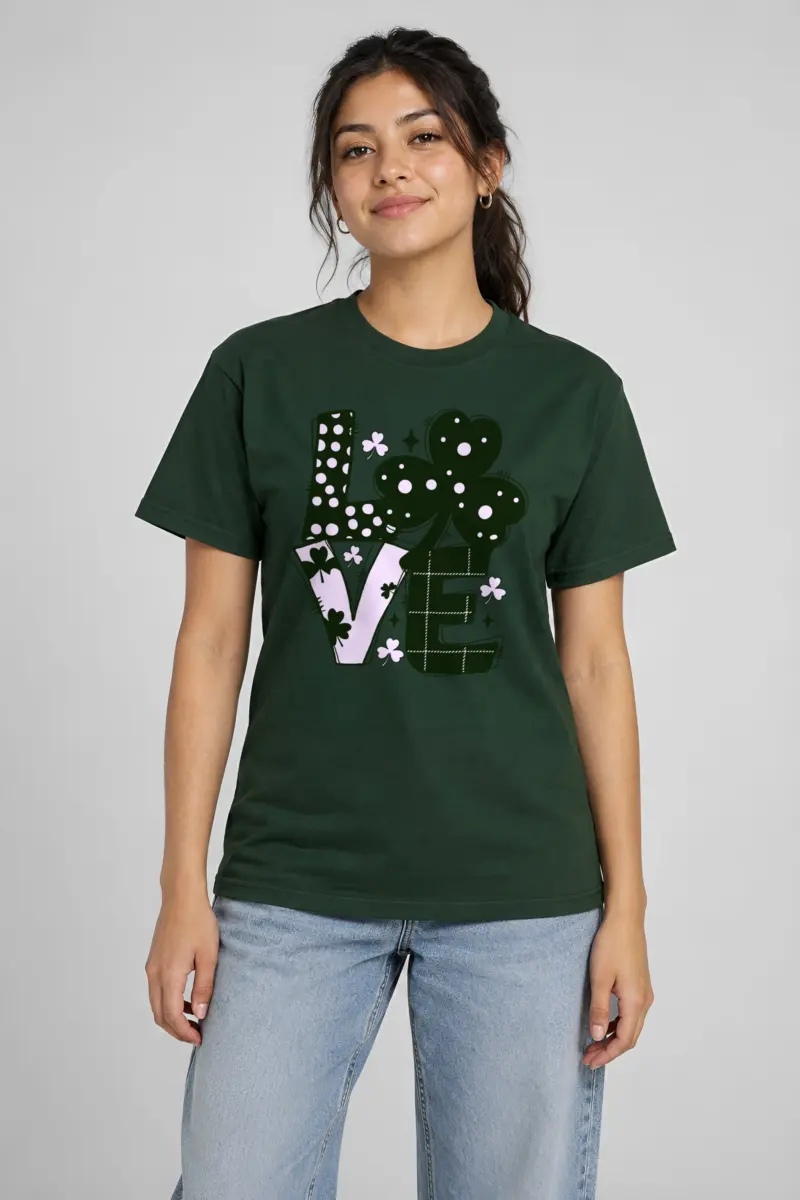 "Floral Love Lettering" Heavyweight Unisex Crewneck T-shirt