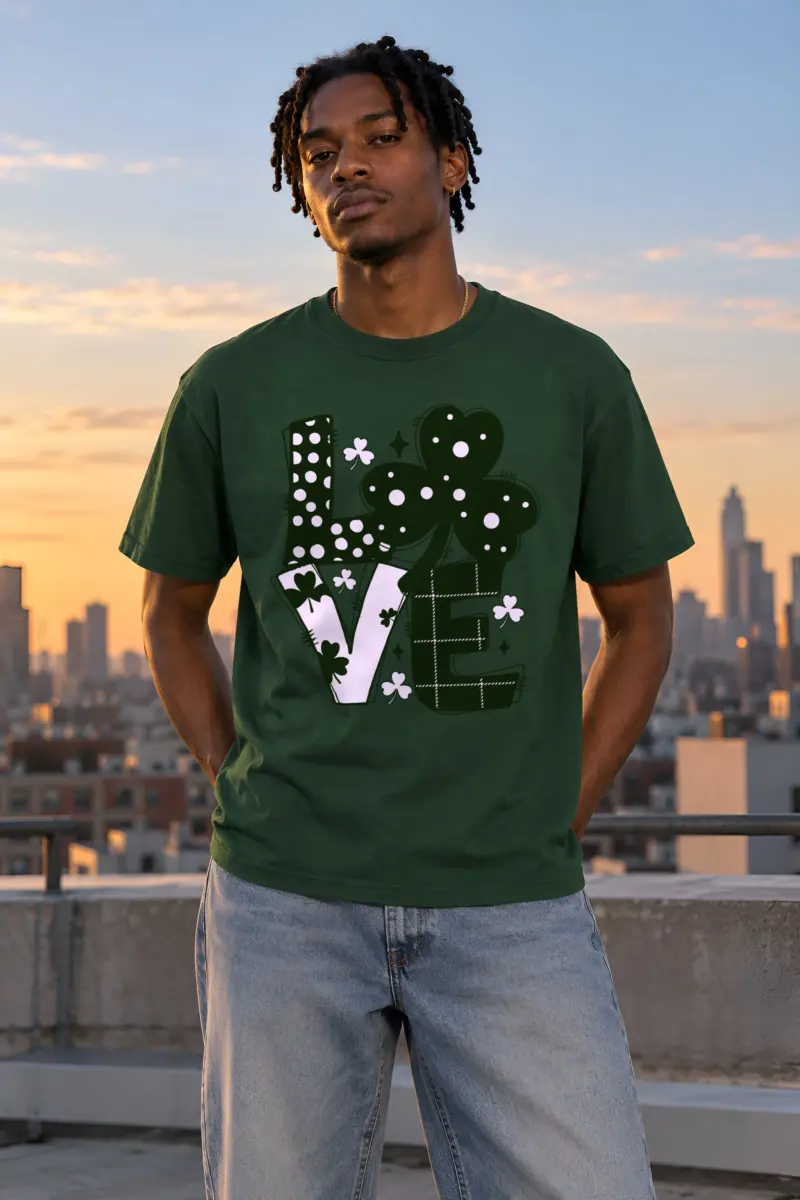"Floral Love Lettering" Heavyweight Unisex Crewneck T-shirt