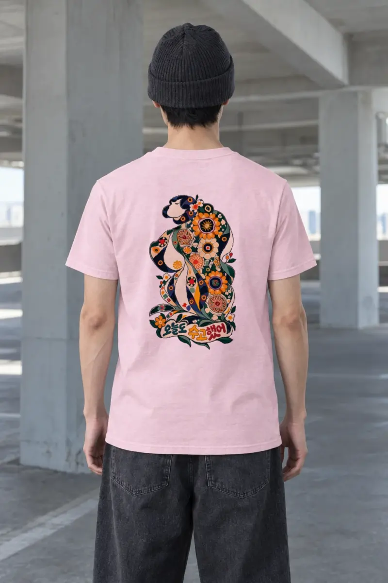"Floral Profile" Heavyweight Unisex Crewneck T-shirt