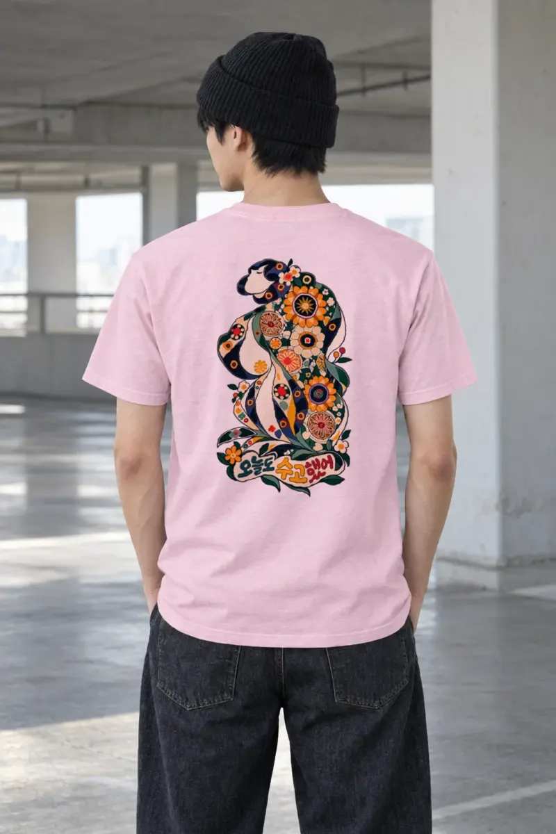 "Floral Profile" Heavyweight Unisex Crewneck T-shirt