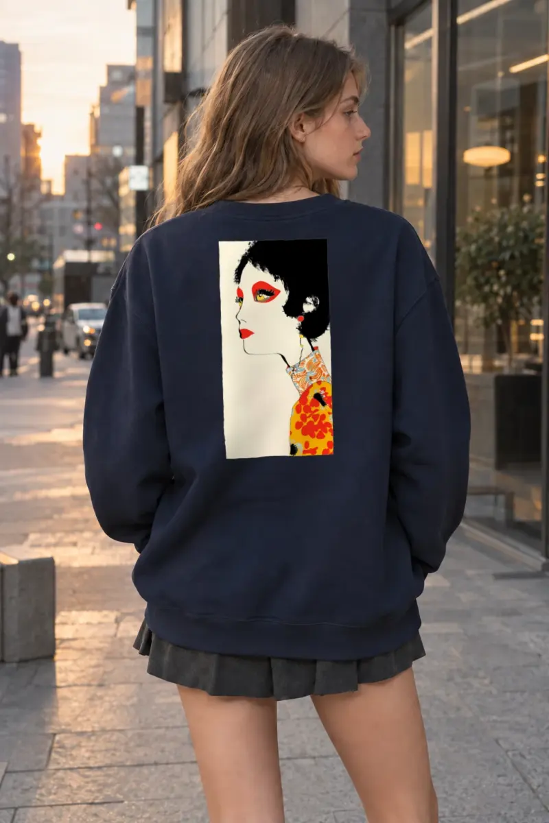 “Floral Profile Pop” Heavy Blend Unisex Crewneck Sweatshirt | Gildan 18000
