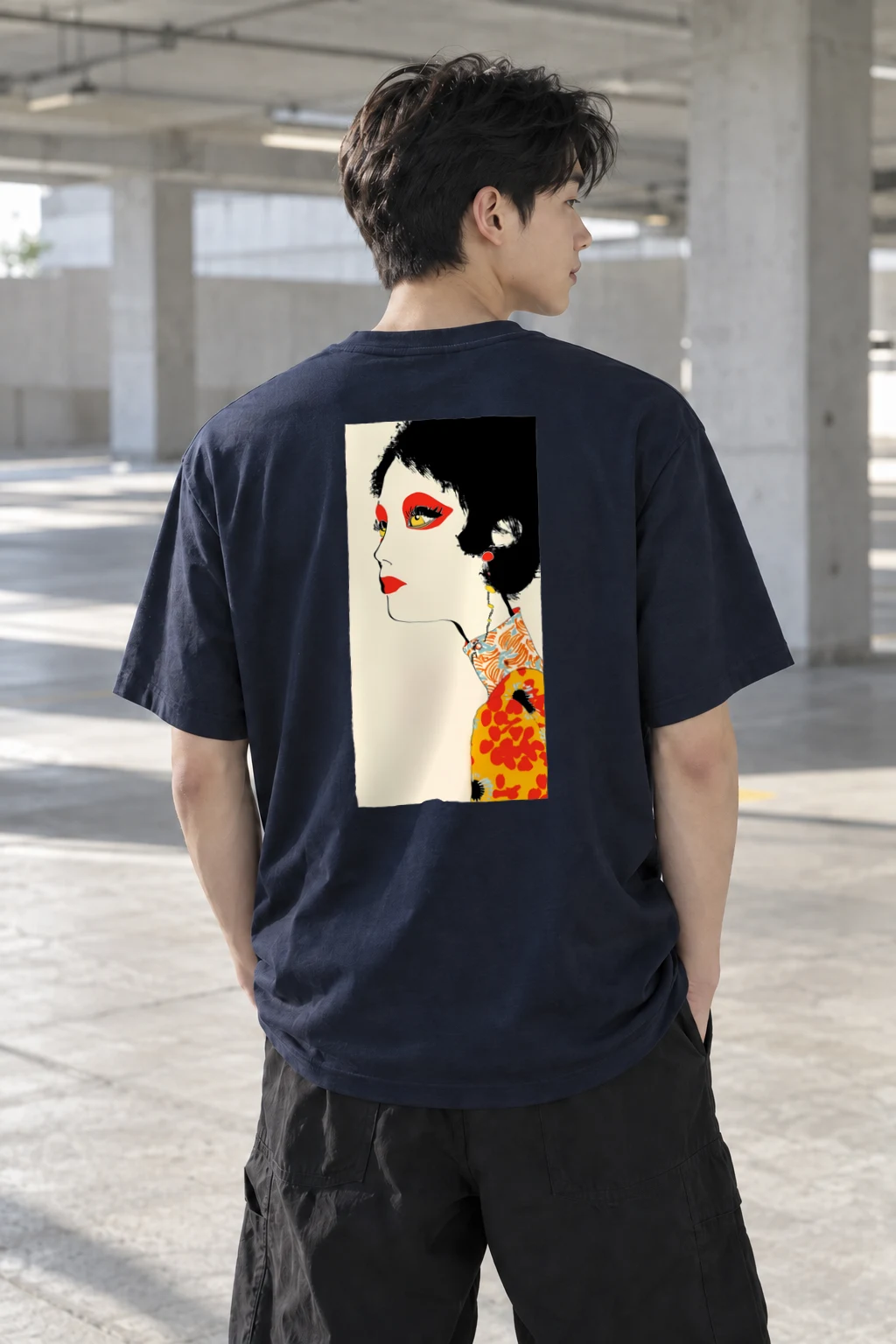 "Floral Profile Pop" Heavyweight Unisex Crewneck T-shirt | Gildan 5000