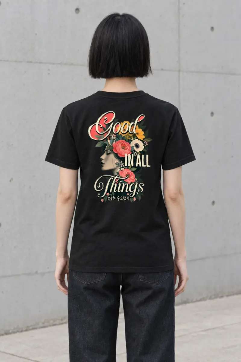 "Floral Resilience" Heavyweight Unisex Crewneck T-shirt | Gildan 5000