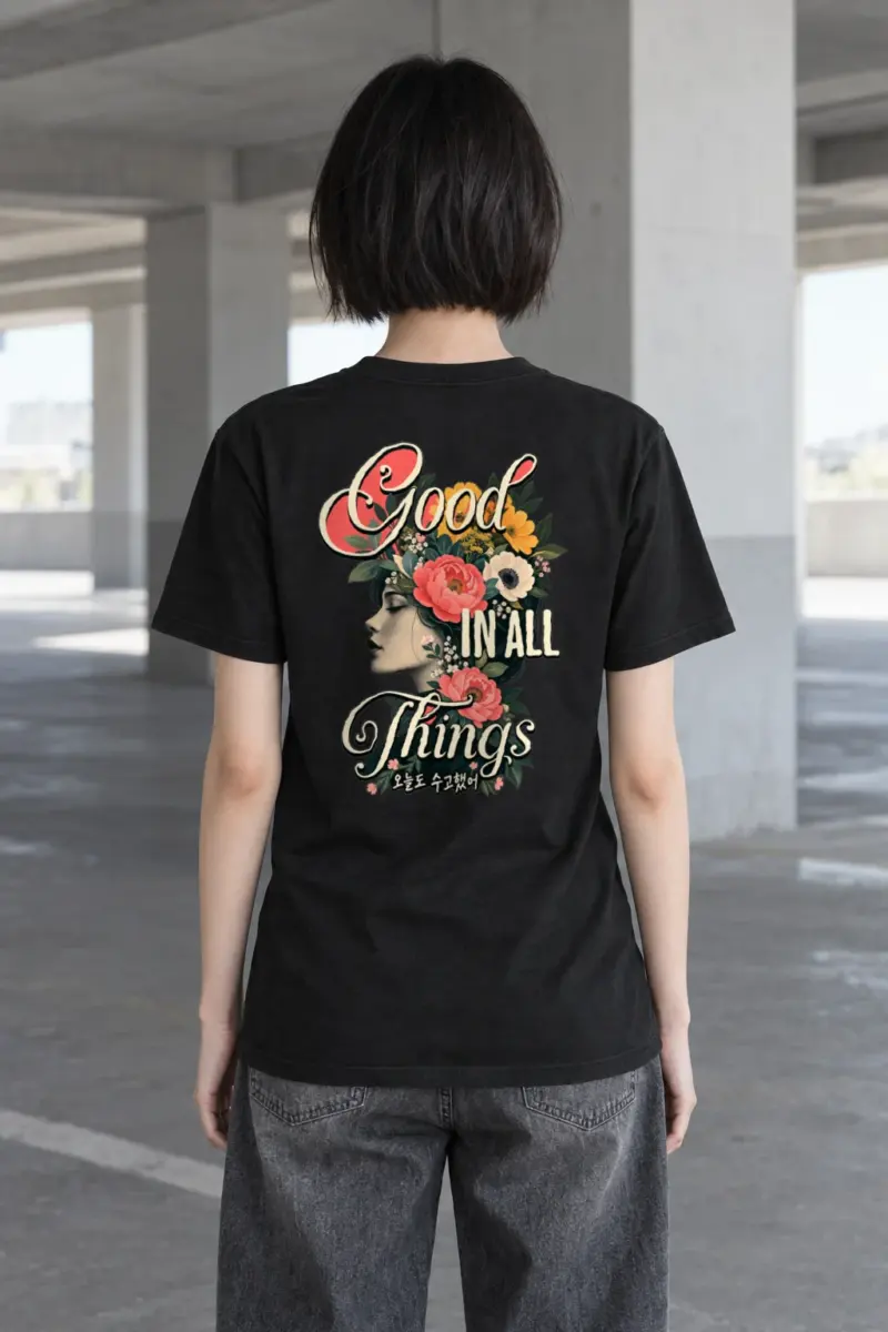 "Floral Resilience" Heavyweight Unisex Crewneck T-shirt