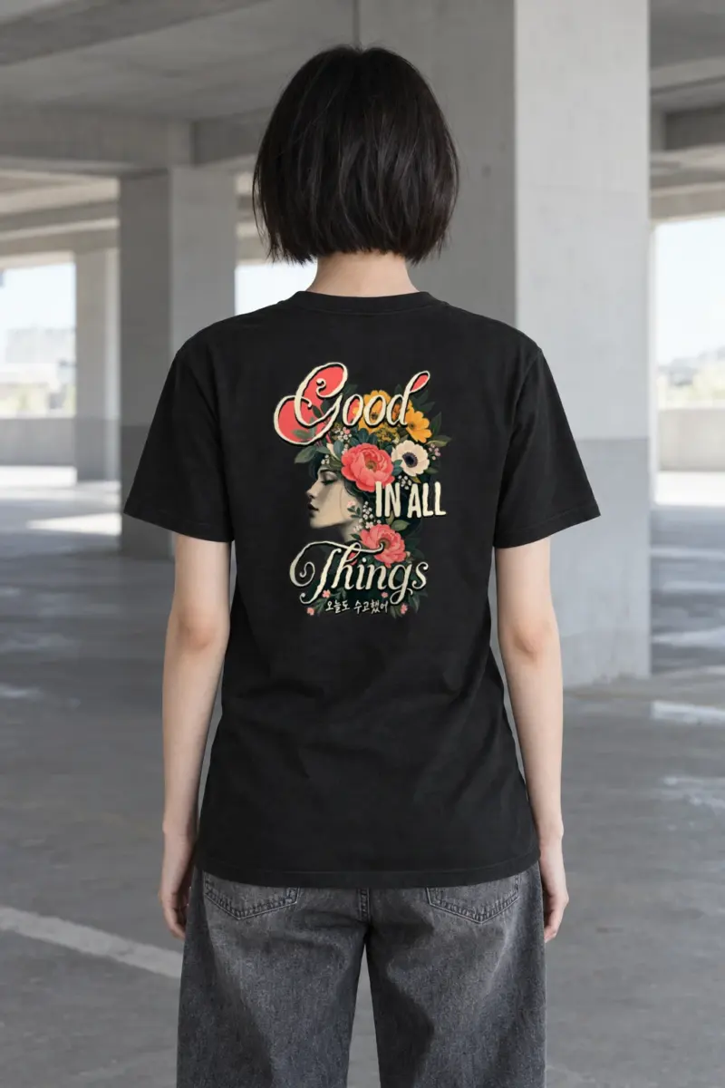 "Floral Resilience" Heavyweight Unisex Crewneck T-shirt