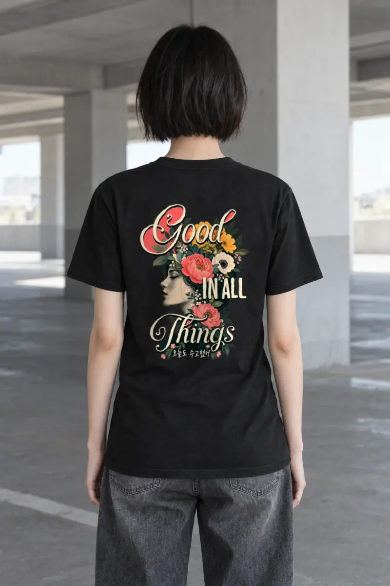 "Floral Resilience" Heavyweight Unisex Crewneck T-shirt