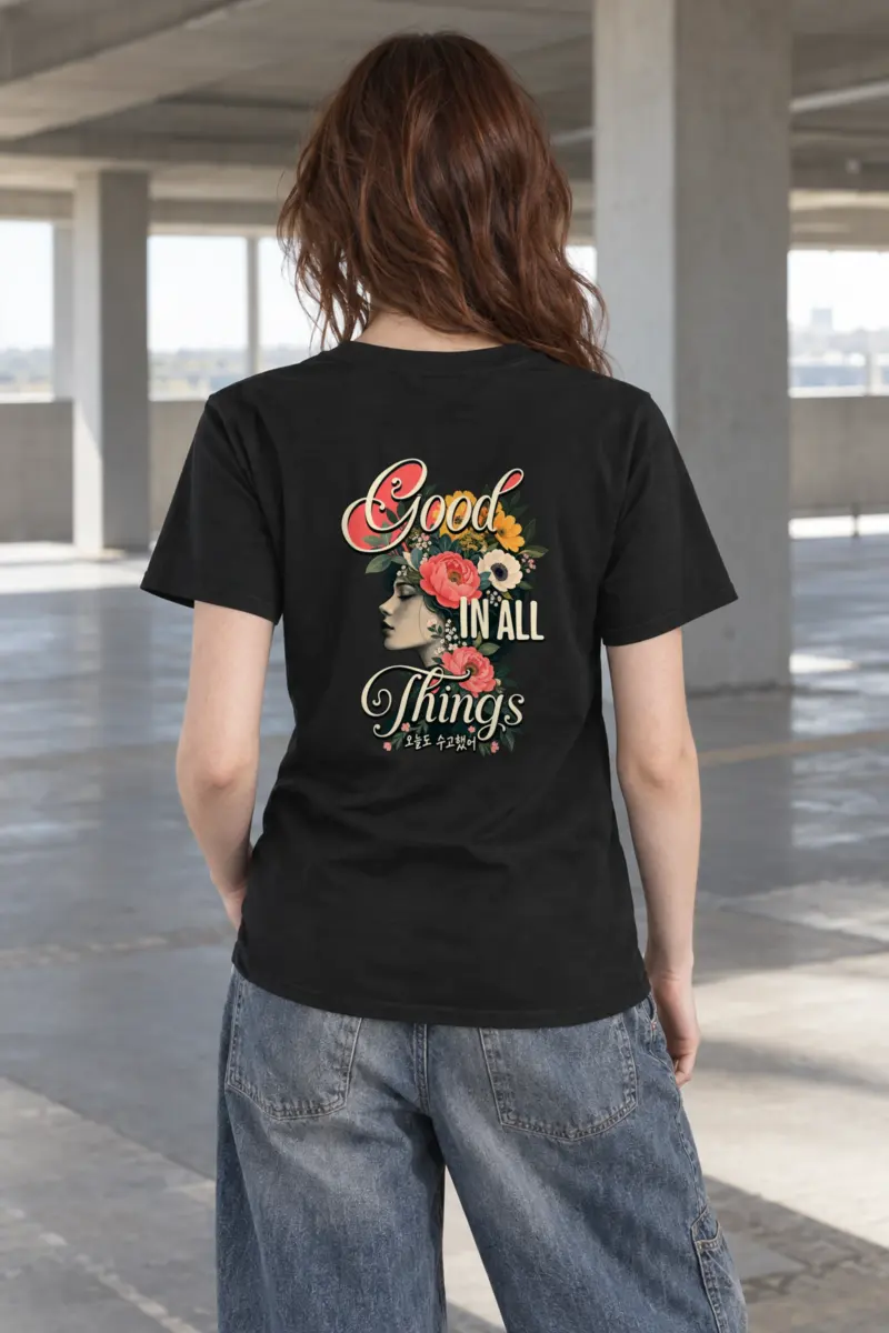 "Floral Resilience" Heavyweight Unisex Crewneck T-shirt