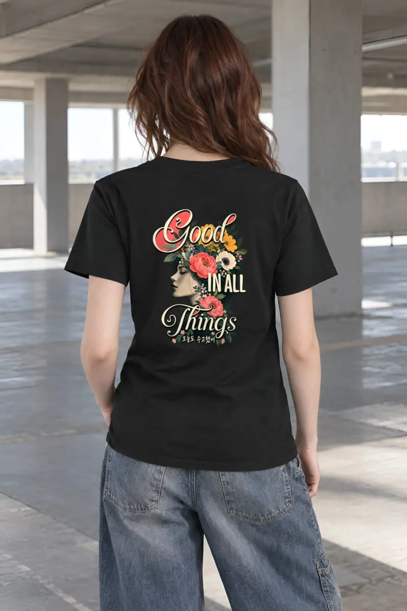 "Floral Resilience" Heavyweight Unisex Crewneck T-shirt
