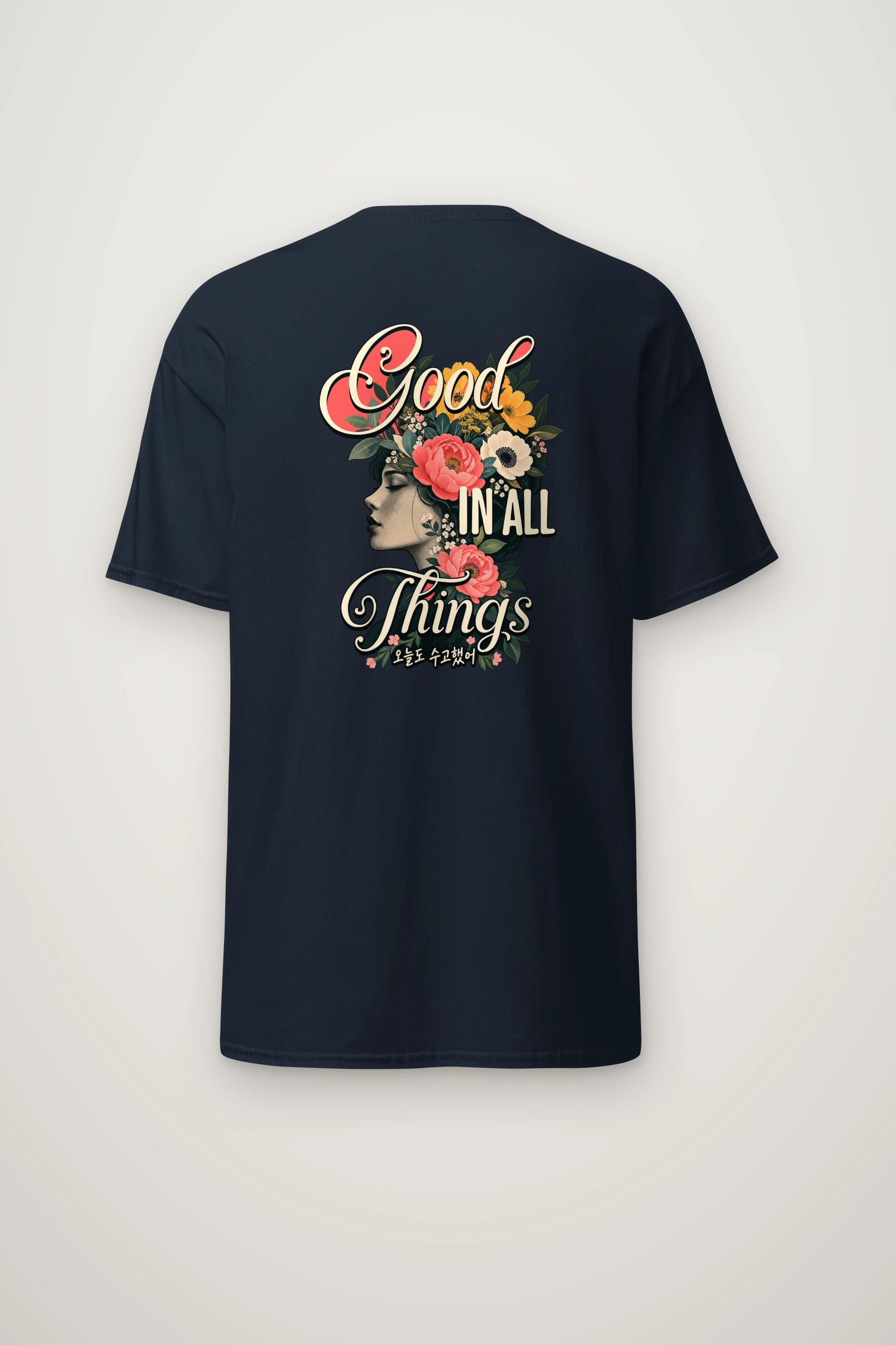 "Floral Resilience" Heavyweight Unisex Crewneck T-shirt