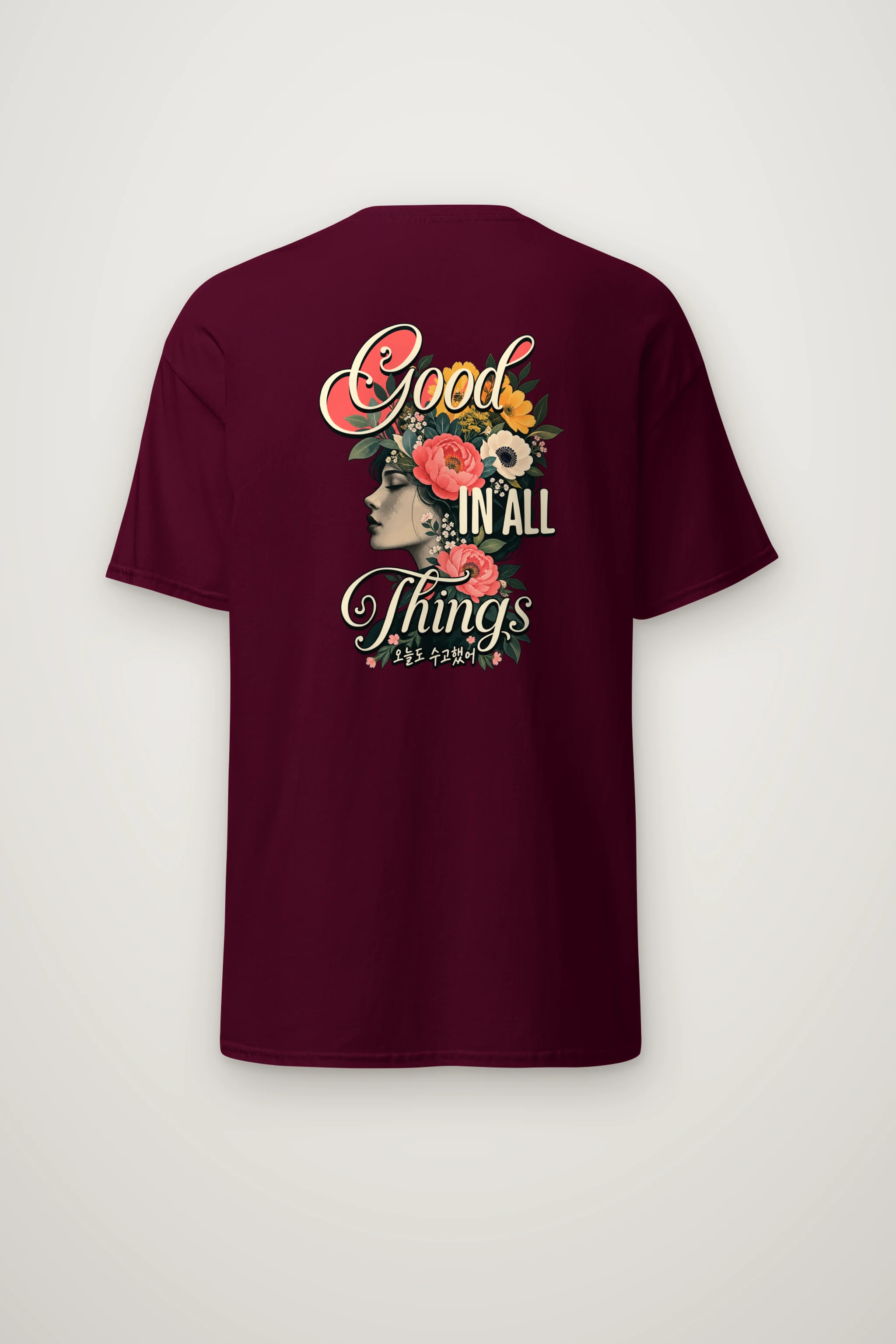 "Floral Resilience" Heavyweight Unisex Crewneck T-shirt