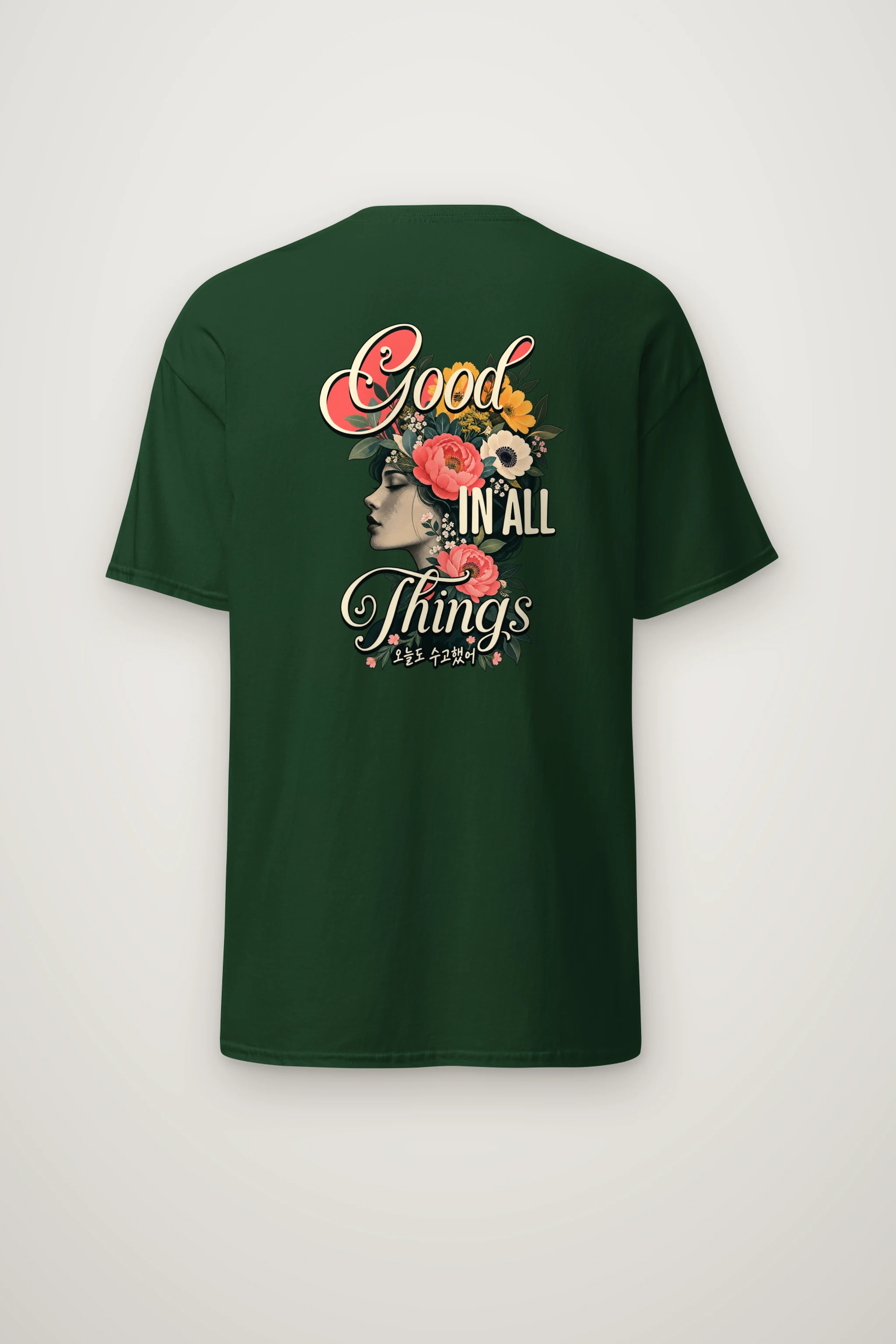 "Floral Resilience" Heavyweight Unisex Crewneck T-shirt