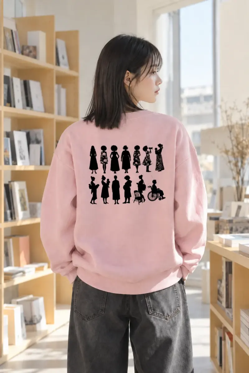 "Floral Silhouette Sisters" Heavy Blend Unisex Crewneck Sweatshirt