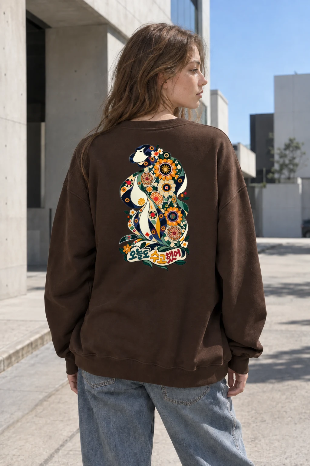"Floral Woman Profile" Heavy Blend Unisex Crewneck Sweatshirt | Gildan 18000