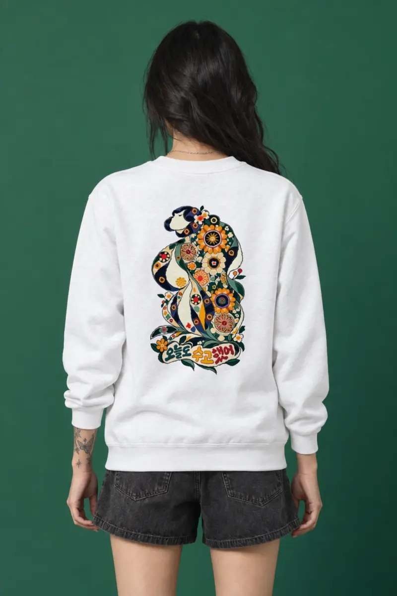 "Floral Woman Profile" Heavy Blend Unisex Crewneck Sweatshirt