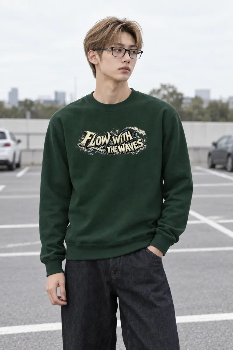 "Flow With The Waves" Heavy Blend Unisex Crewneck Sweatshirt