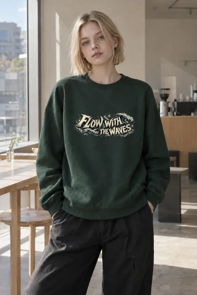 "Flow With The Waves" Heavy Blend Unisex Crewneck Sweatshirt | Gildan 18000