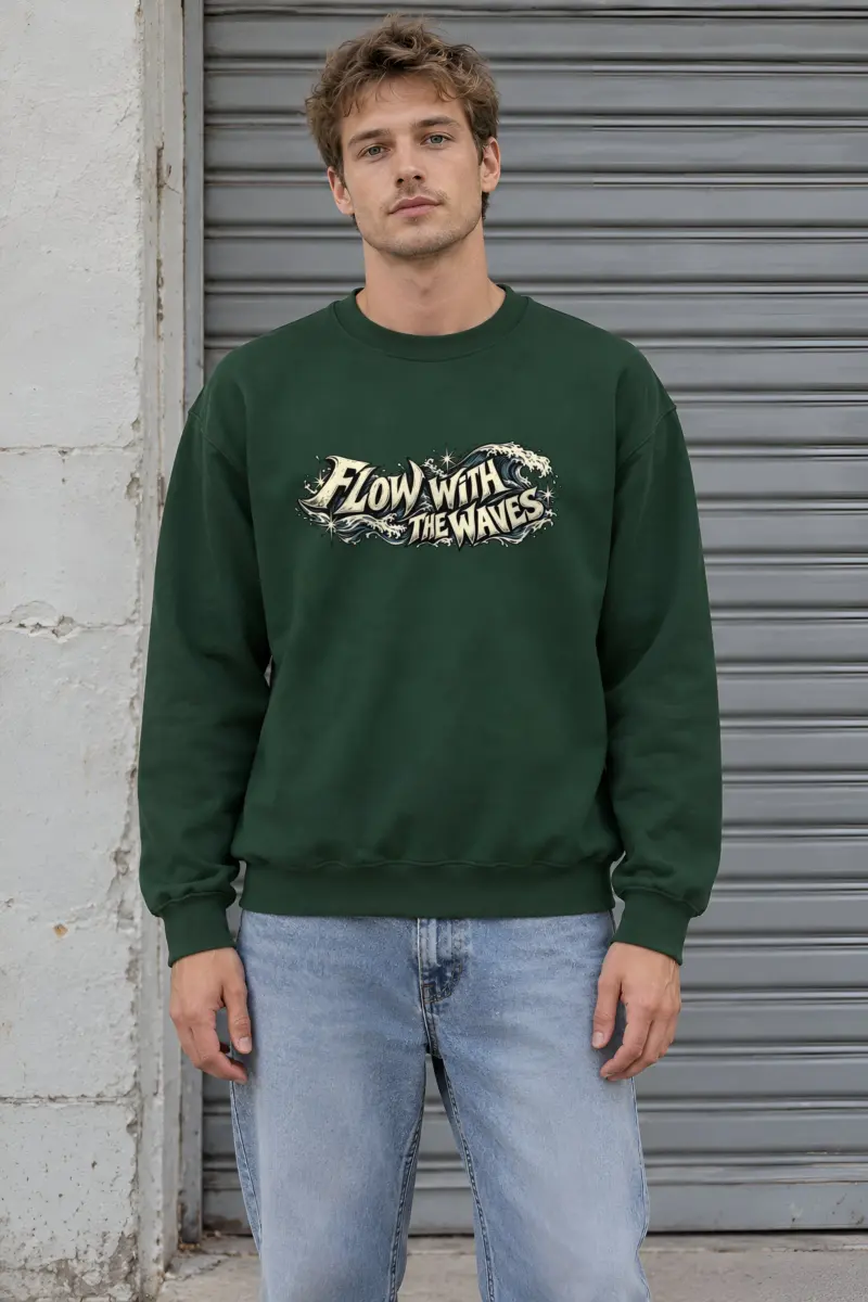 "Flow With The Waves" Heavy Blend Unisex Crewneck Sweatshirt