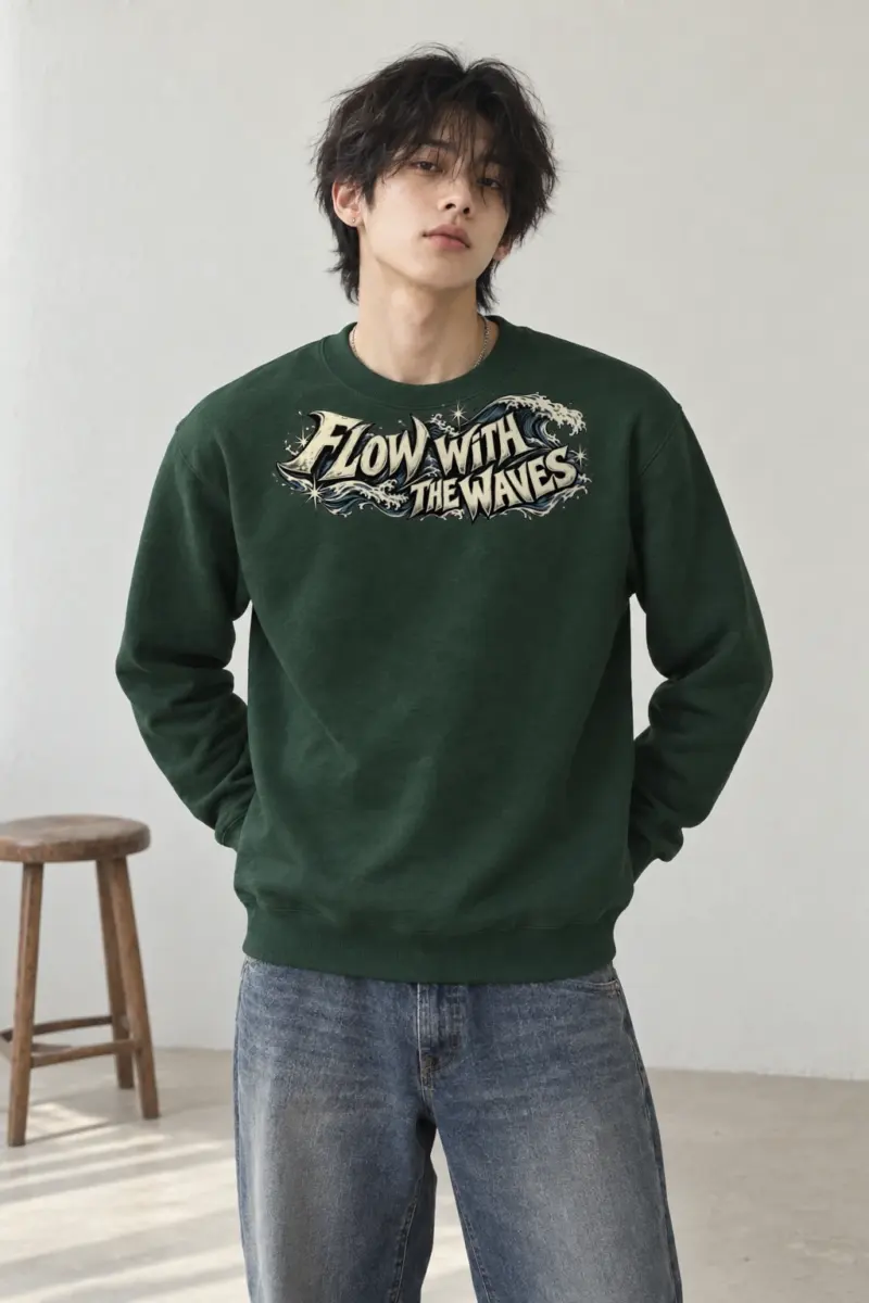 "Flow With The Waves" Heavy Blend Unisex Crewneck Sweatshirt