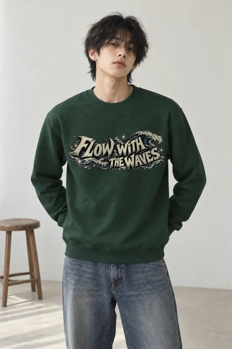 "Flow With The Waves" Heavy Blend Unisex Crewneck Sweatshirt