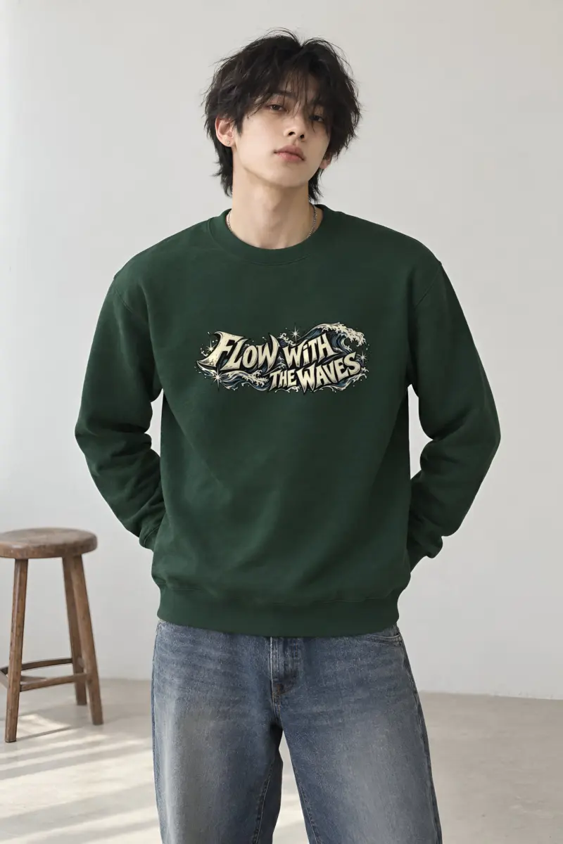 "Flow With The Waves" Heavy Blend Unisex Crewneck Sweatshirt