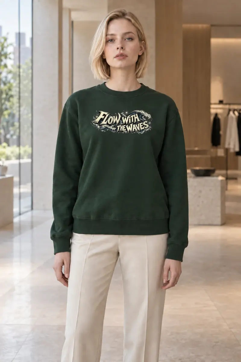 "Flow With The Waves" Heavy Blend Unisex Crewneck Sweatshirt | Gildan 18000