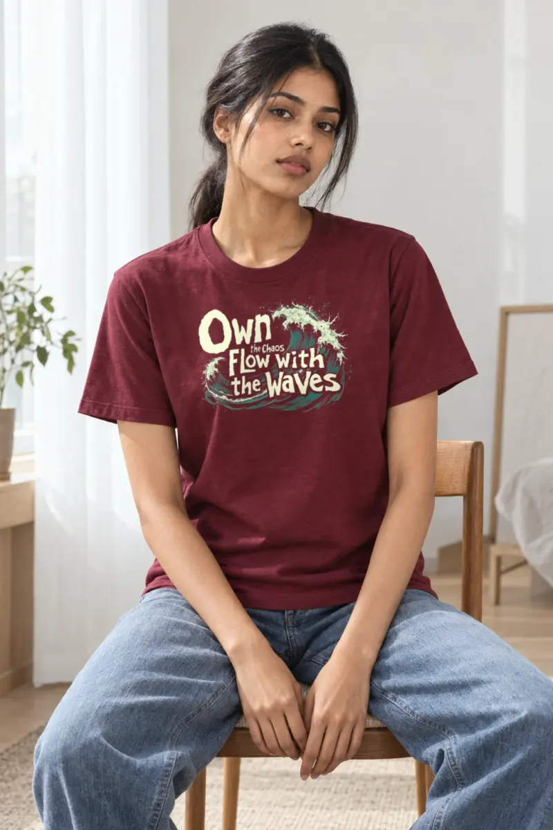 "Flow With The Waves" Heavyweight Unisex Crewneck T-shirt | Gildan 5000