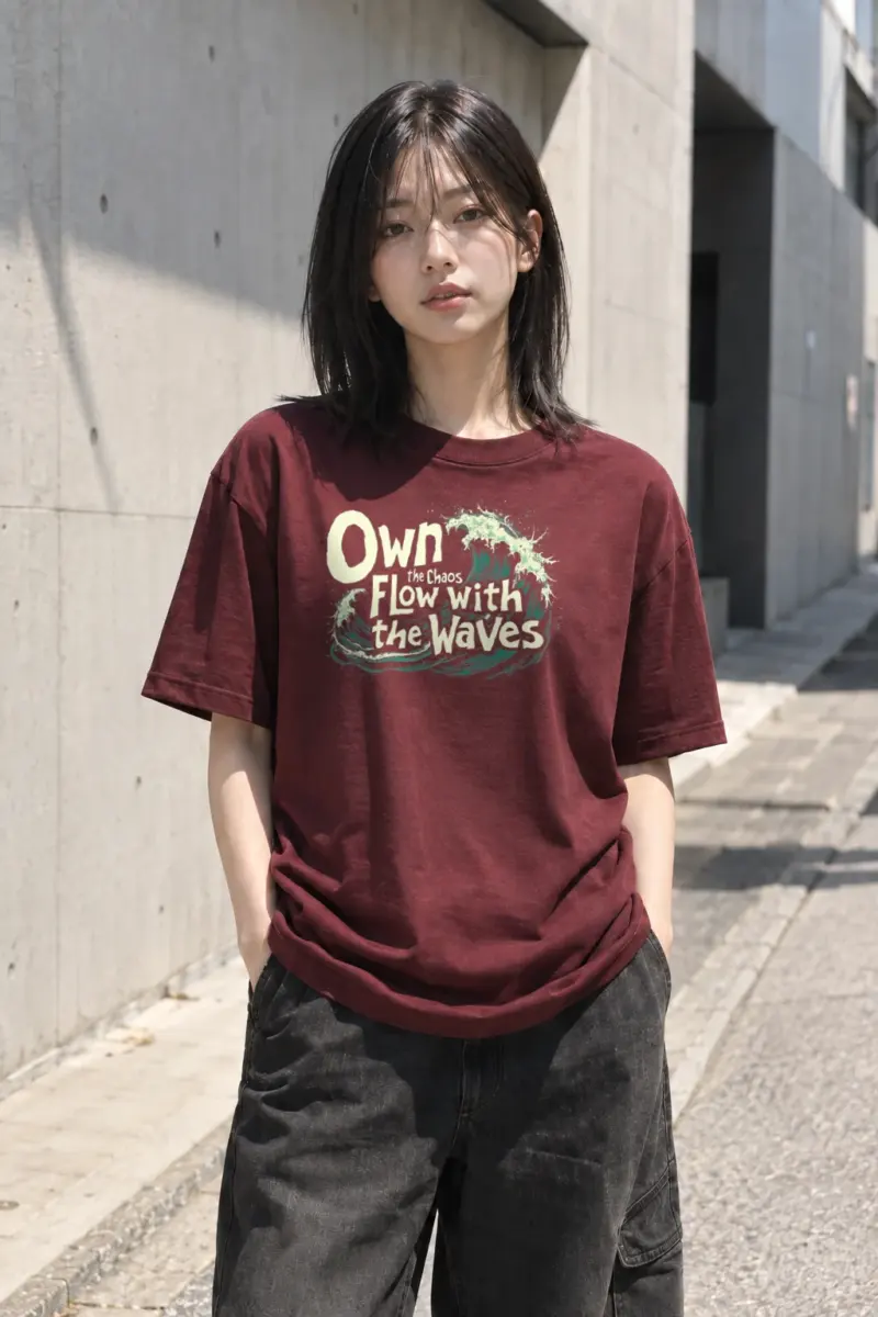 "Flow With The Waves" Heavyweight Unisex Crewneck T-shirt | Gildan 5000