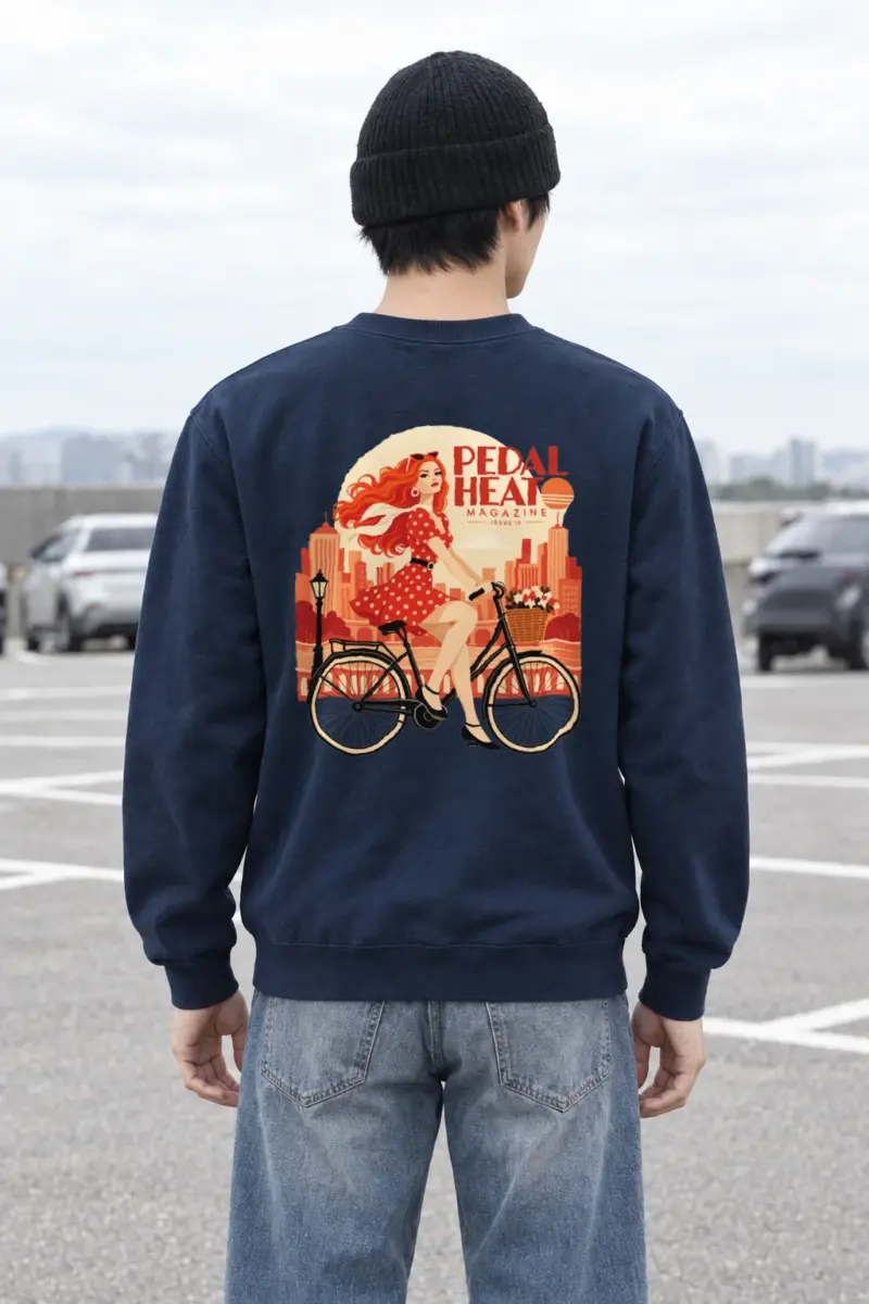 "Flower Basket Cyclist" Heavy Blend Unisex Crewneck Sweatshirt