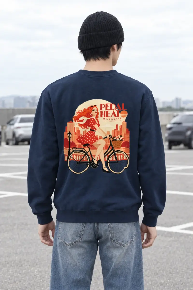 "Flower Basket Cyclist" Heavy Blend Unisex Crewneck Sweatshirt