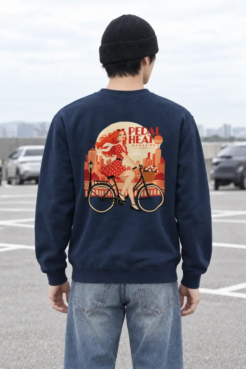 "Flower Basket Cyclist" Heavy Blend Unisex Crewneck Sweatshirt
