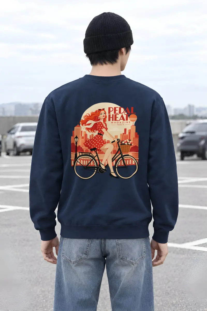 "Flower Basket Cyclist" Heavy Blend Unisex Crewneck Sweatshirt