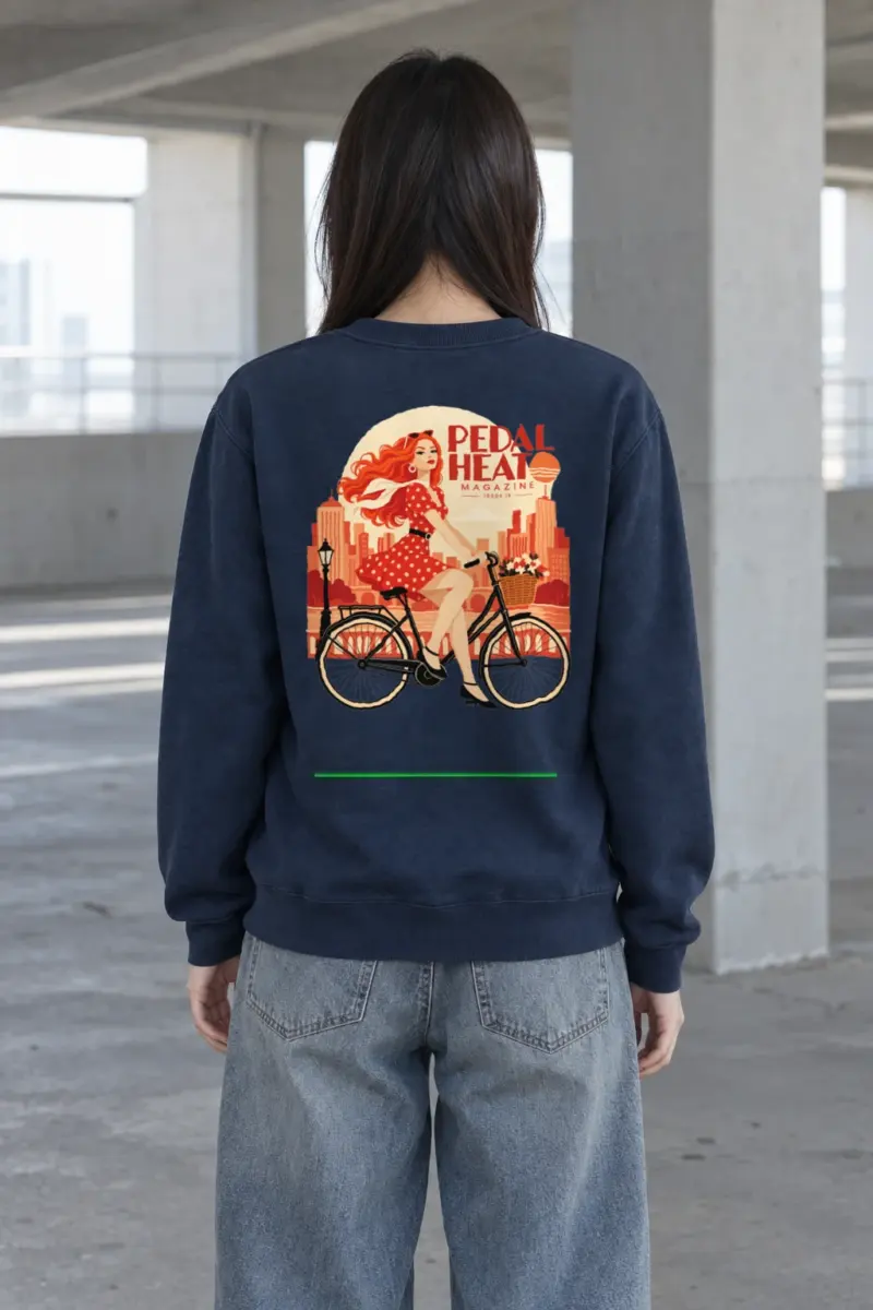 "Flower Basket Cyclist" Heavy Blend Unisex Crewneck Sweatshirt | Gildan 18000