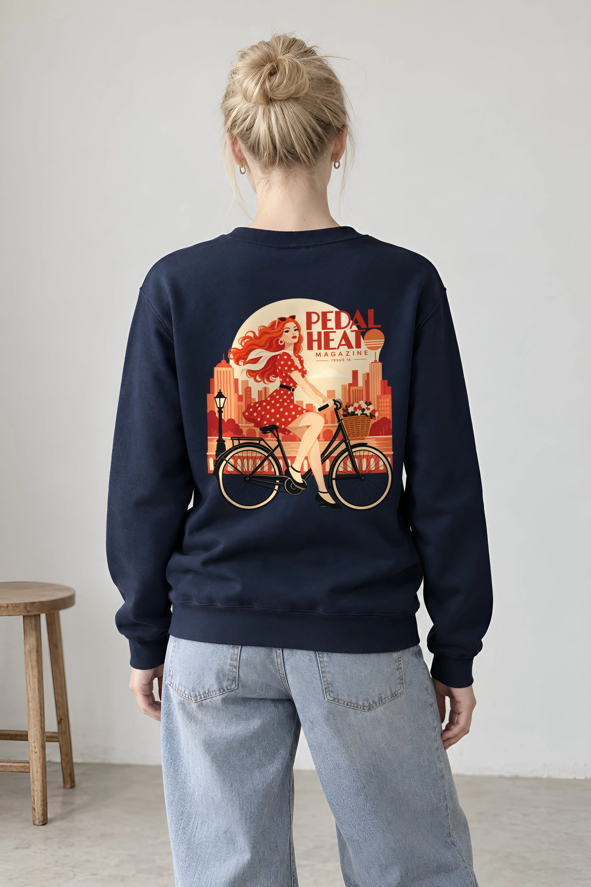 "Flower Basket Cyclist" 1 Crewneck Sweatshirt