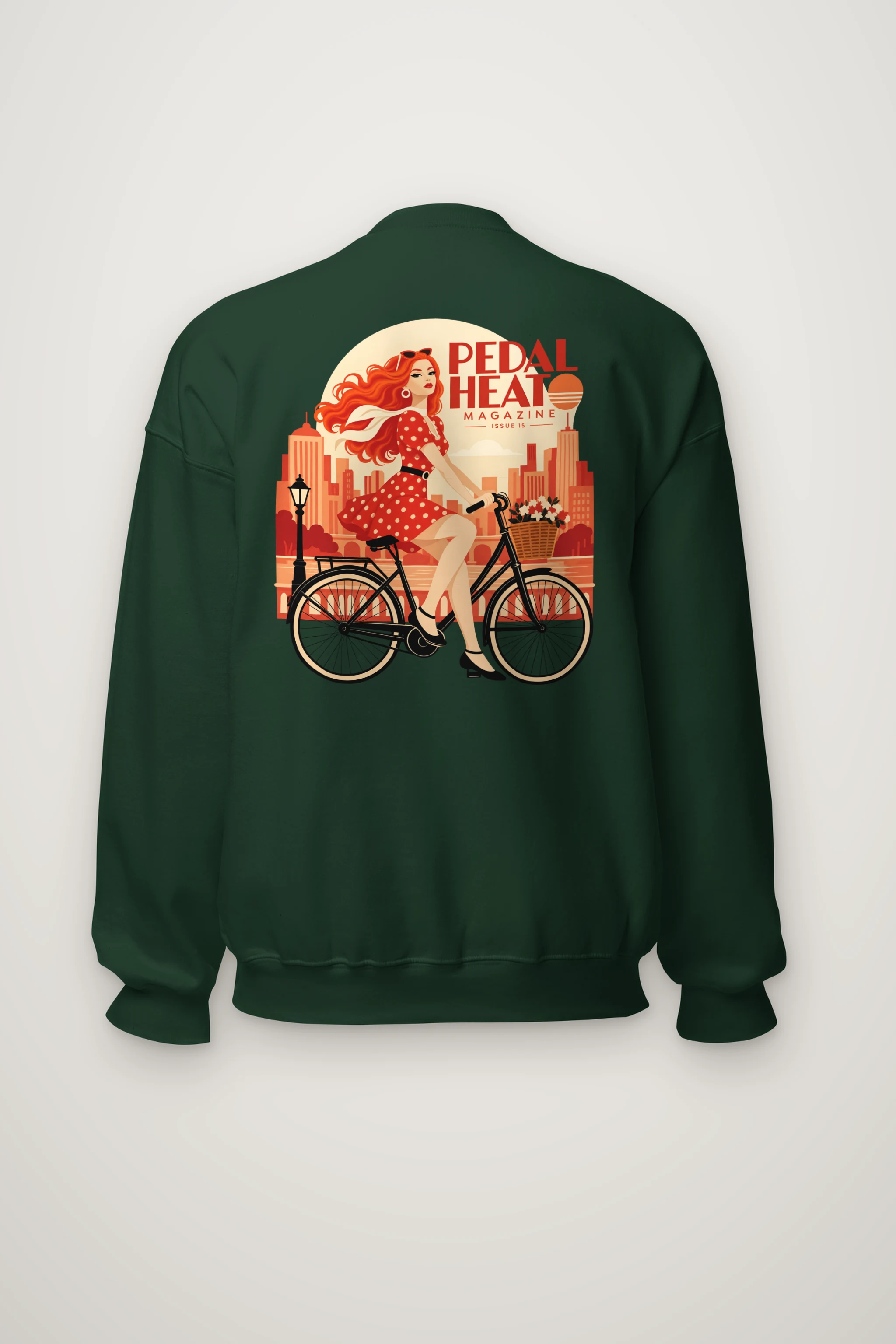 "Flower Basket Cyclist" Heavy Blend Unisex Crewneck Sweatshirt