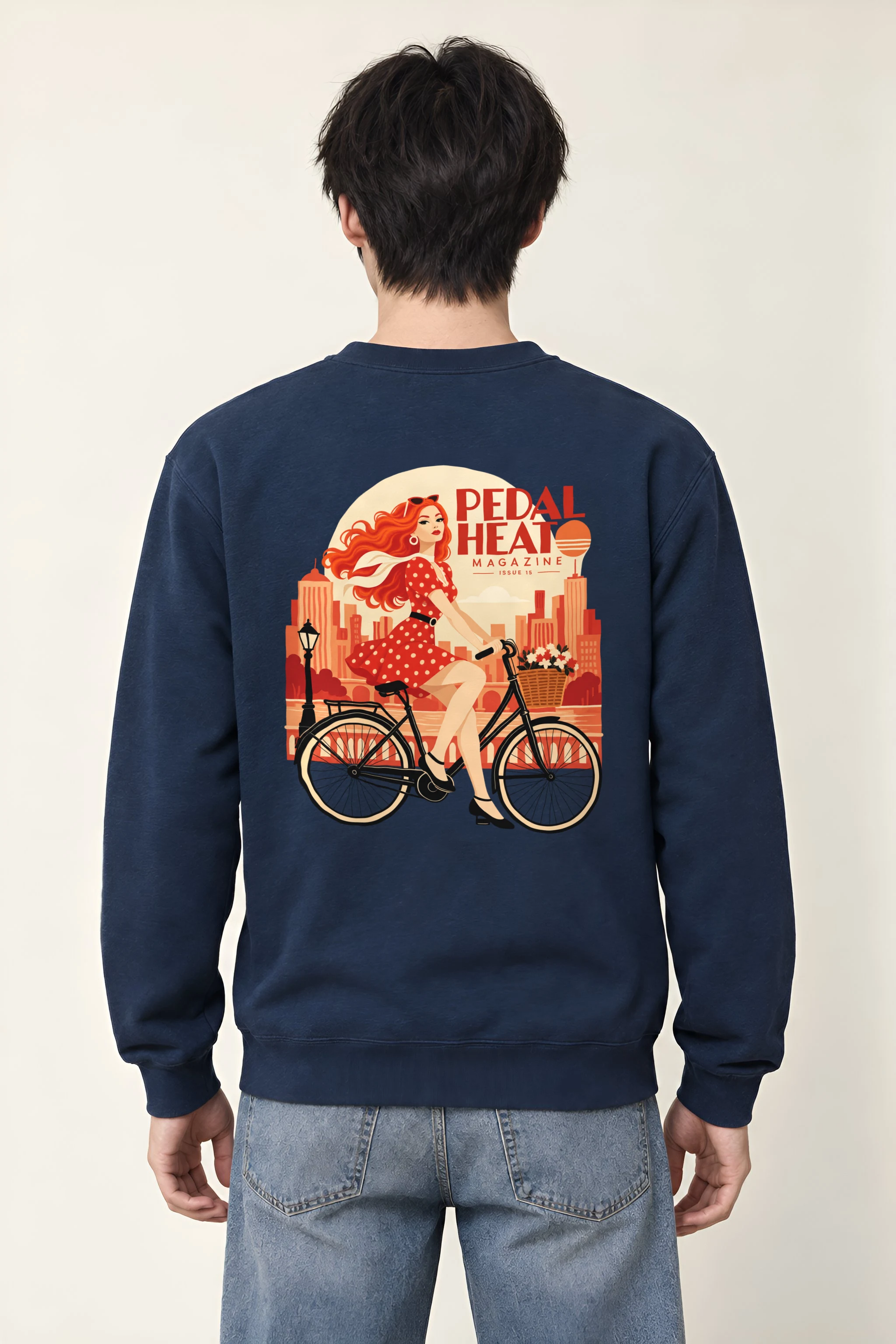 "Flower Basket Cyclist" 1 Crewneck Sweatshirt