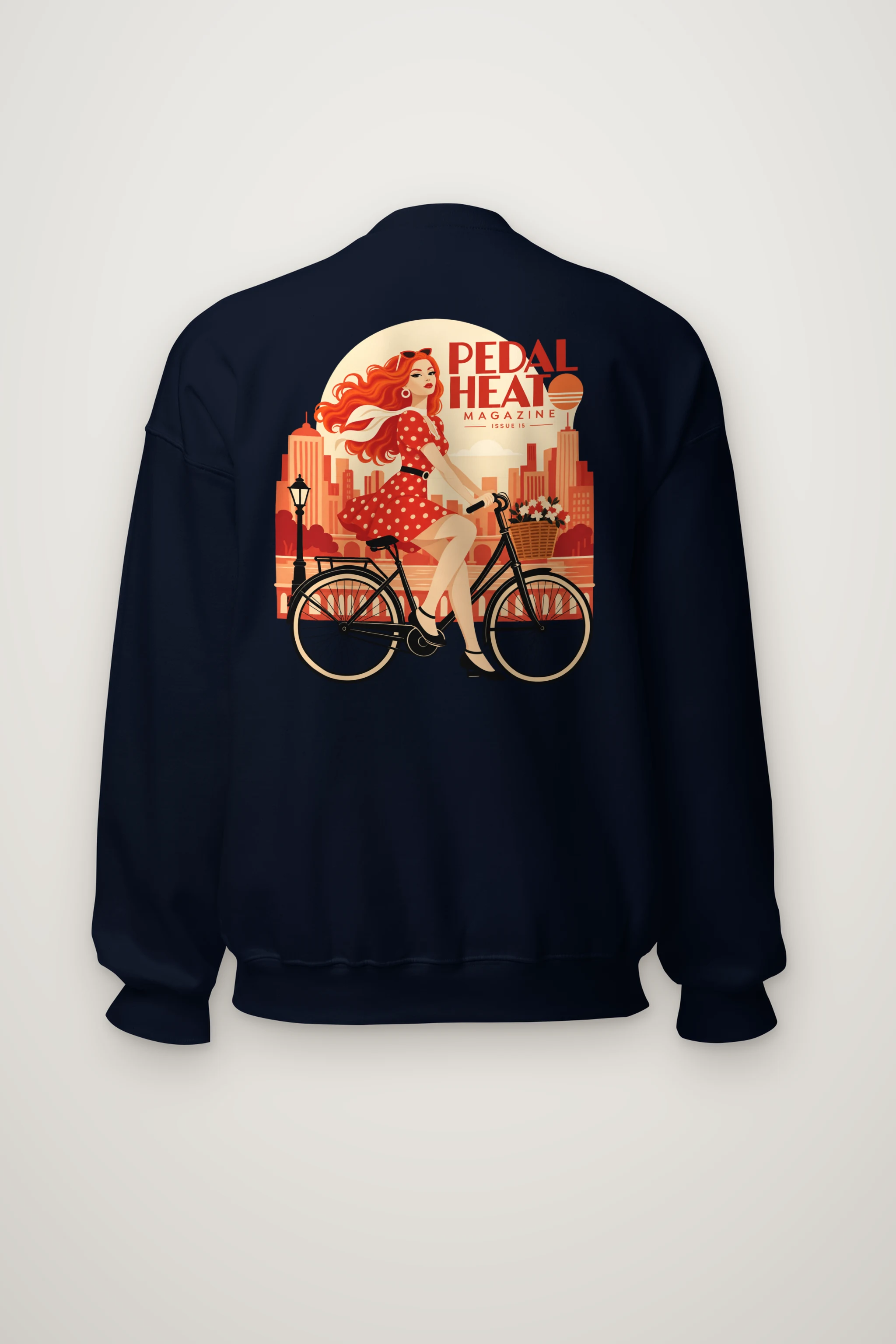 "Flower Basket Cyclist" Heavy Blend Unisex Crewneck Sweatshirt