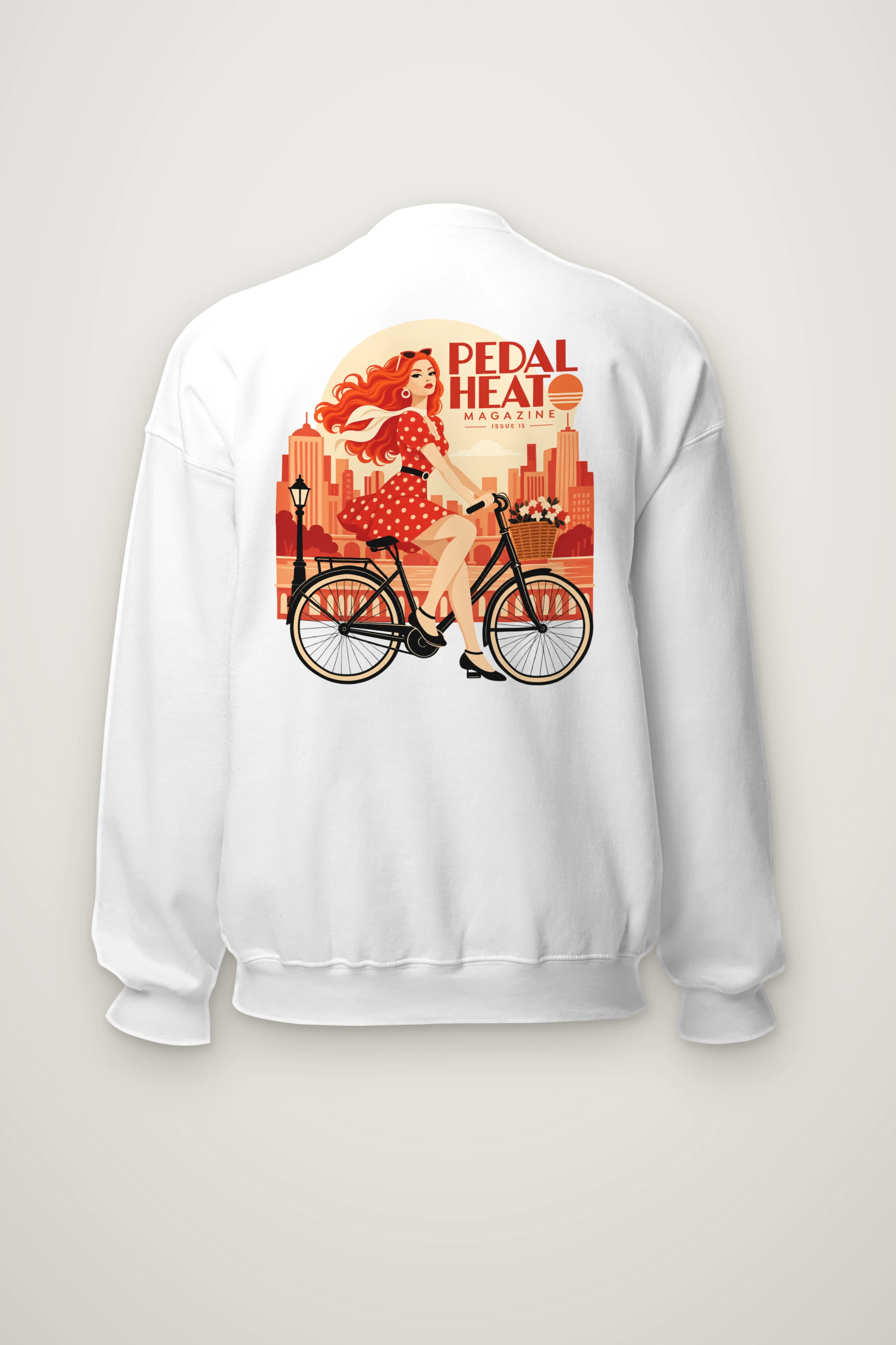 "Flower Basket Cyclist" Heavy Blend Unisex Crewneck Sweatshirt