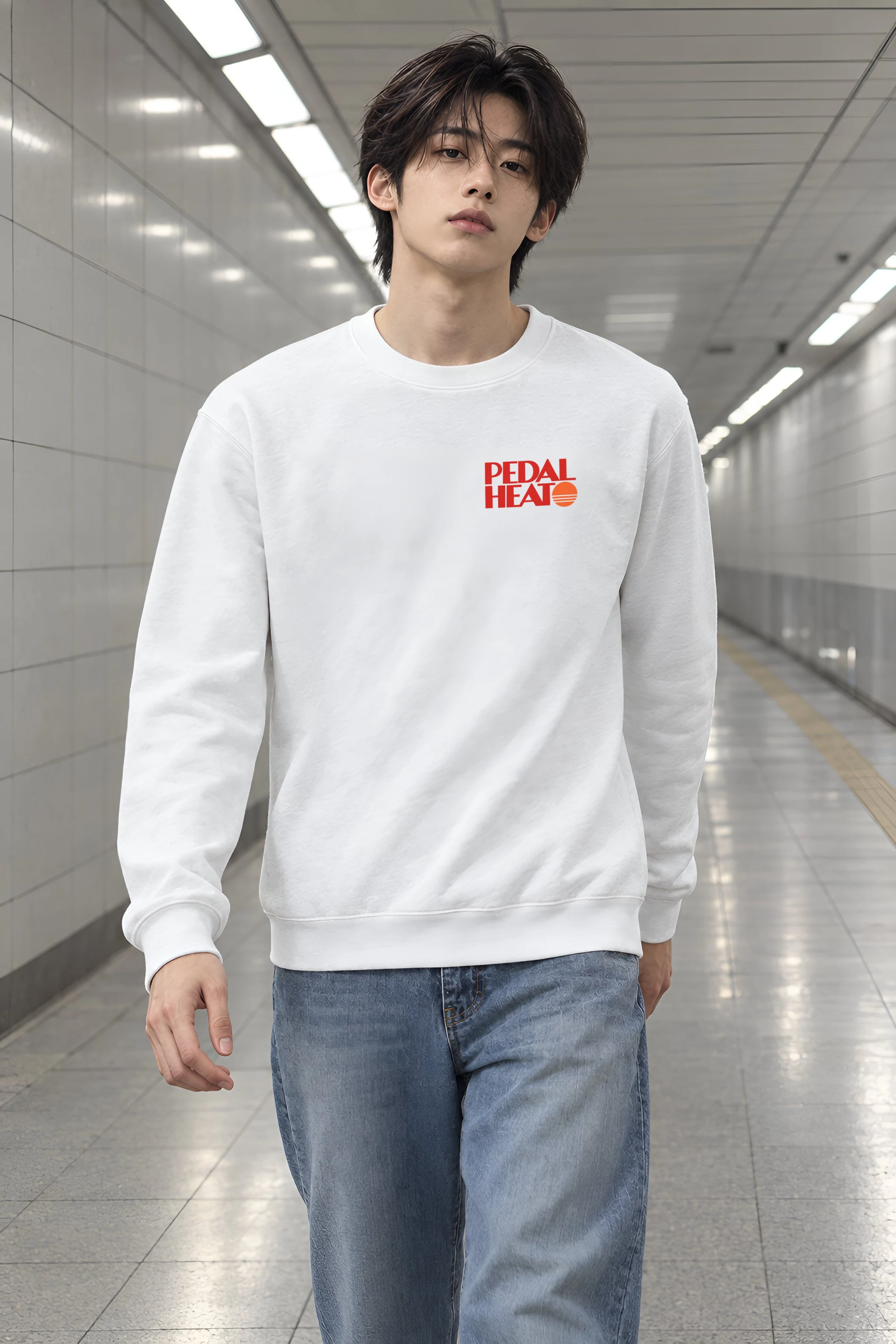 "Flower Basket Cyclist" 1 Crewneck Sweatshirt