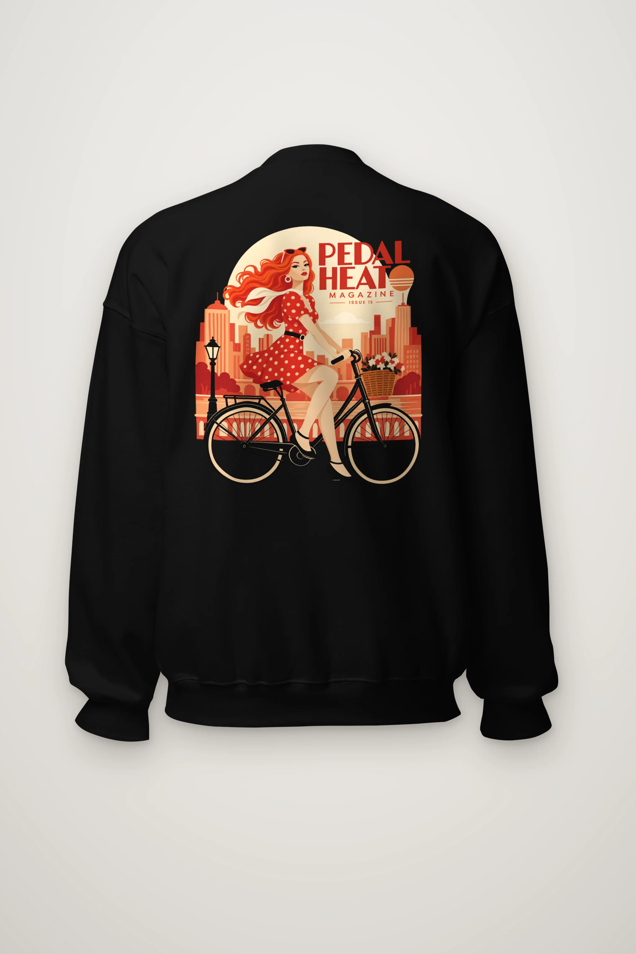 "Flower Basket Cyclist" Heavy Blend Unisex Crewneck Sweatshirt