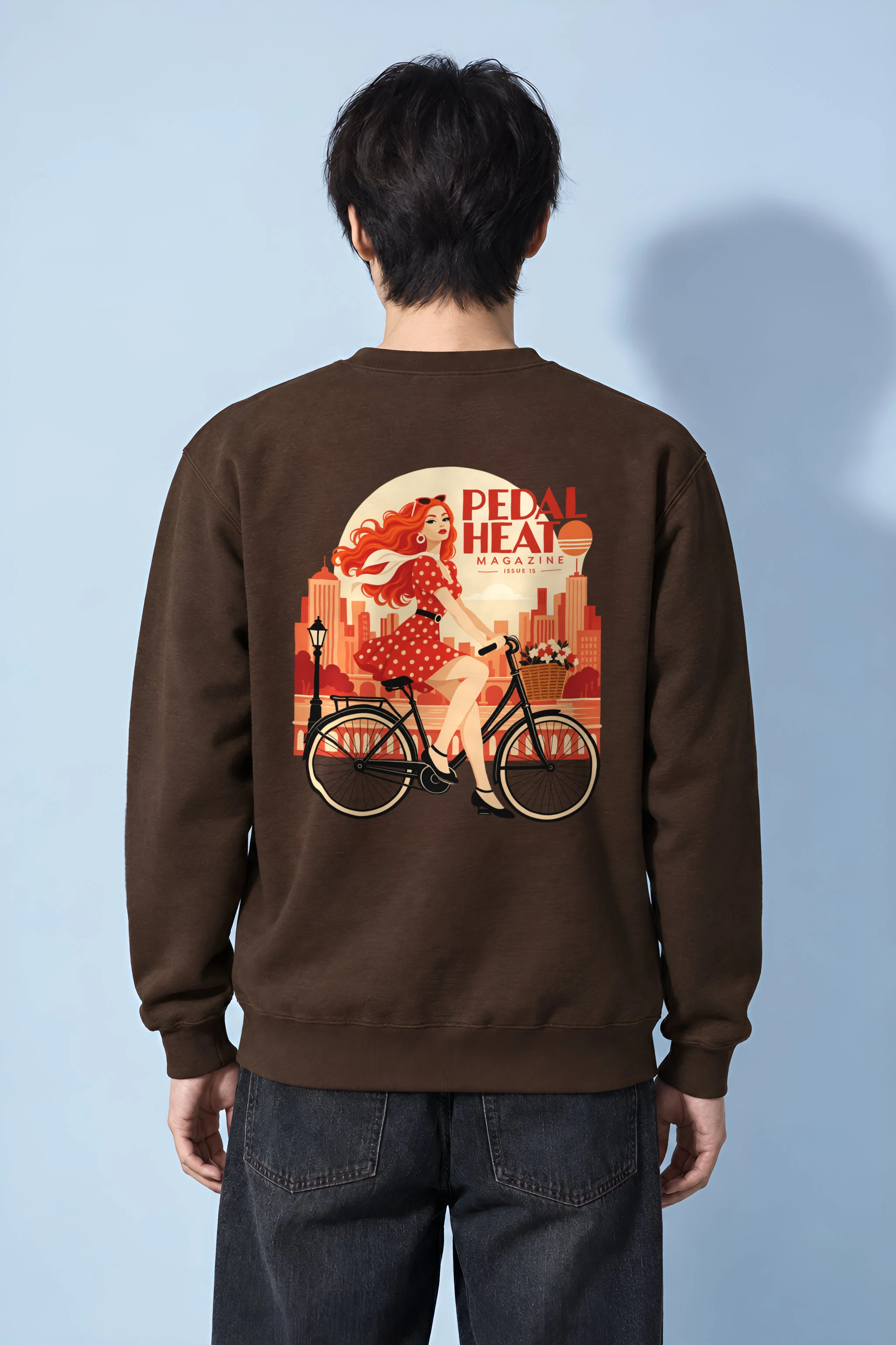 "Flower Basket Cyclist" 1 Crewneck Sweatshirt