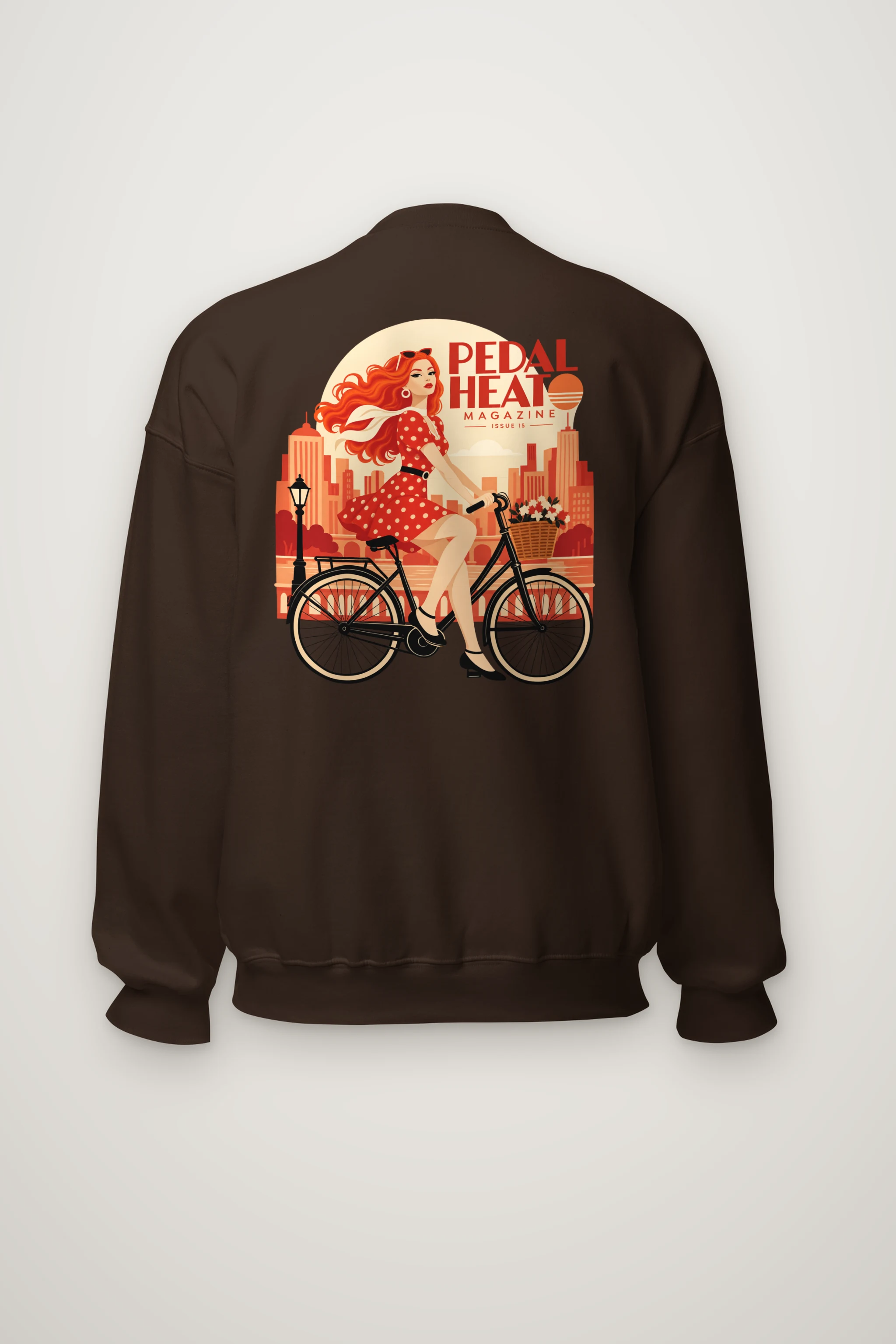 "Flower Basket Cyclist" Heavy Blend Unisex Crewneck Sweatshirt