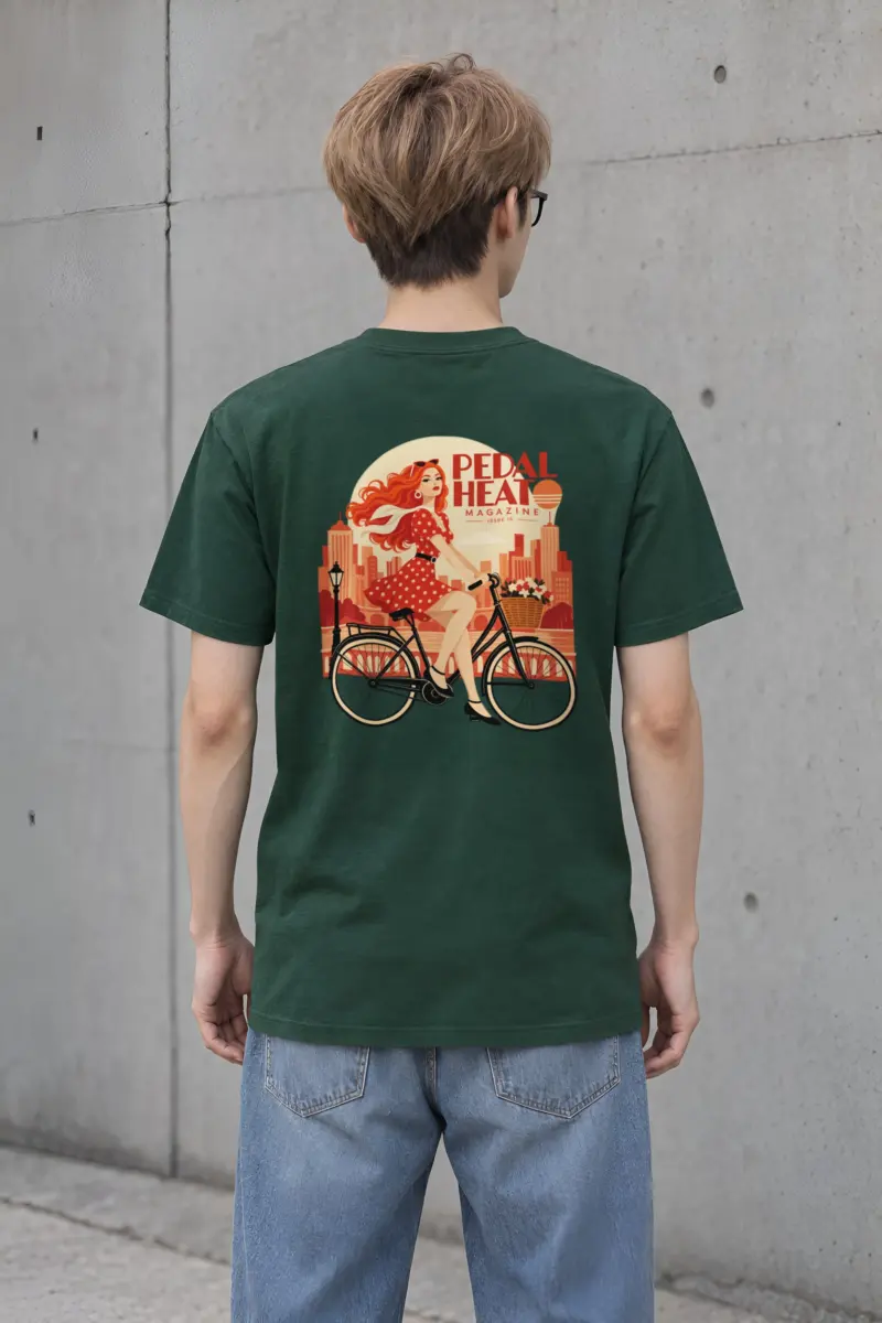 "Flower Basket Cyclist" Heavyweight Unisex Crewneck T-shirt