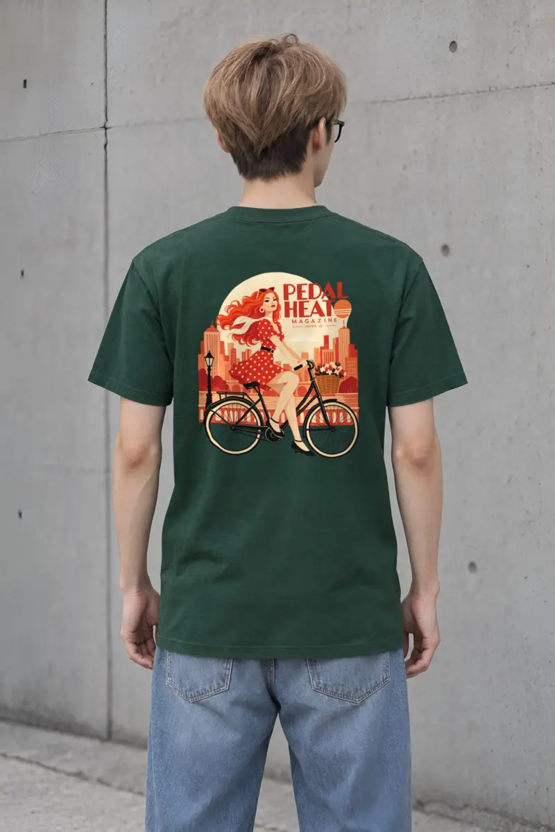 "Flower Basket Cyclist" Heavyweight Unisex Crewneck T-shirt