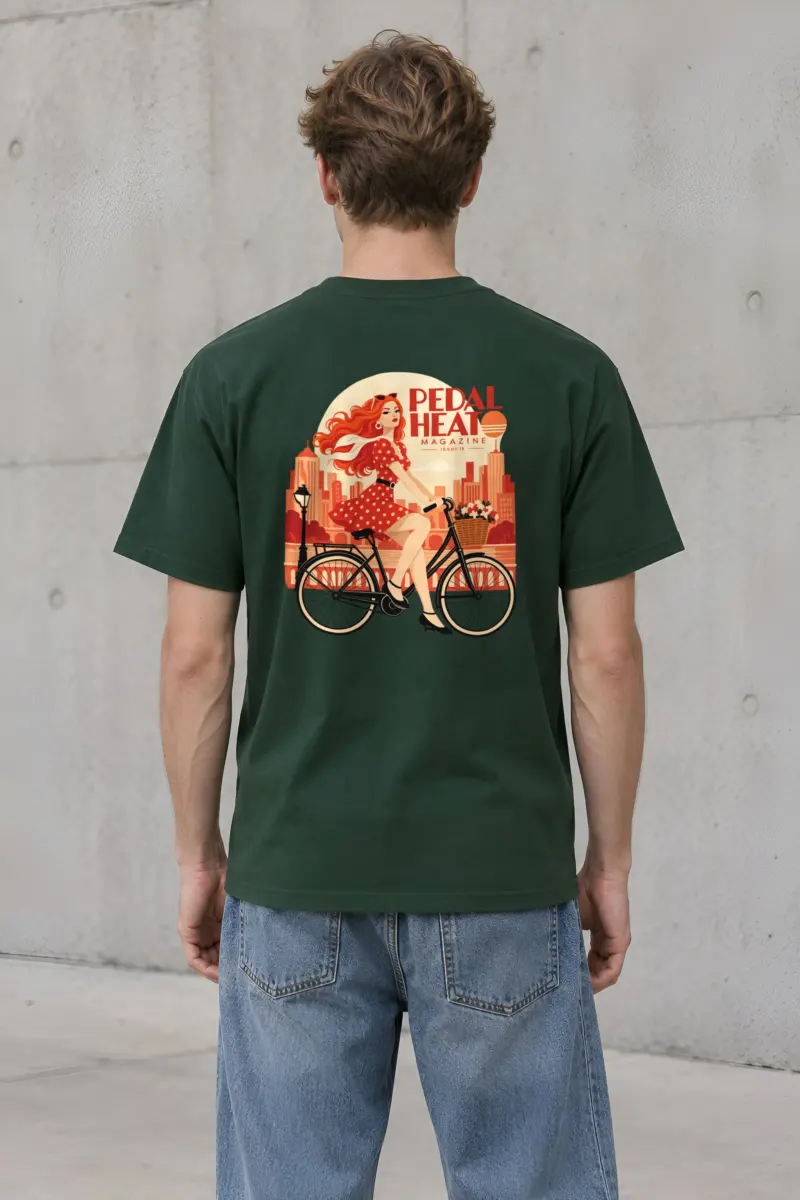 "Flower Basket Cyclist" Heavyweight Unisex Crewneck T-shirt