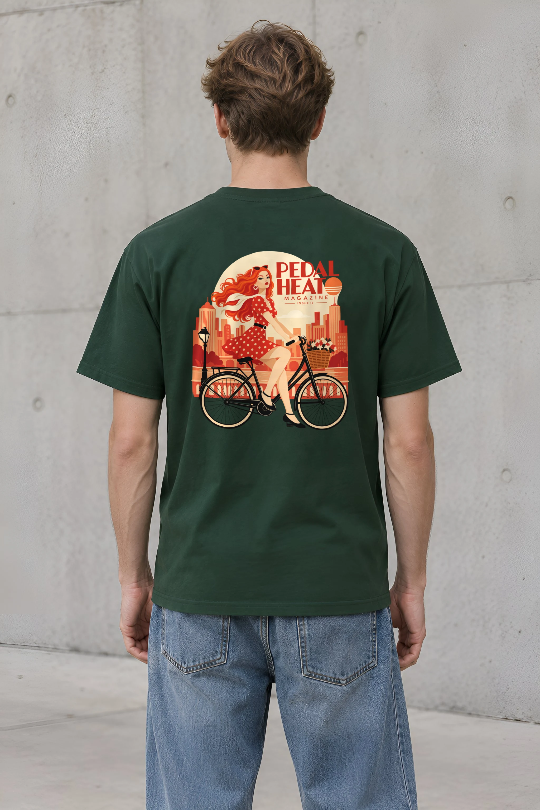 "Flower Basket Cyclist" Heavyweight Unisex Crewneck T-shirt