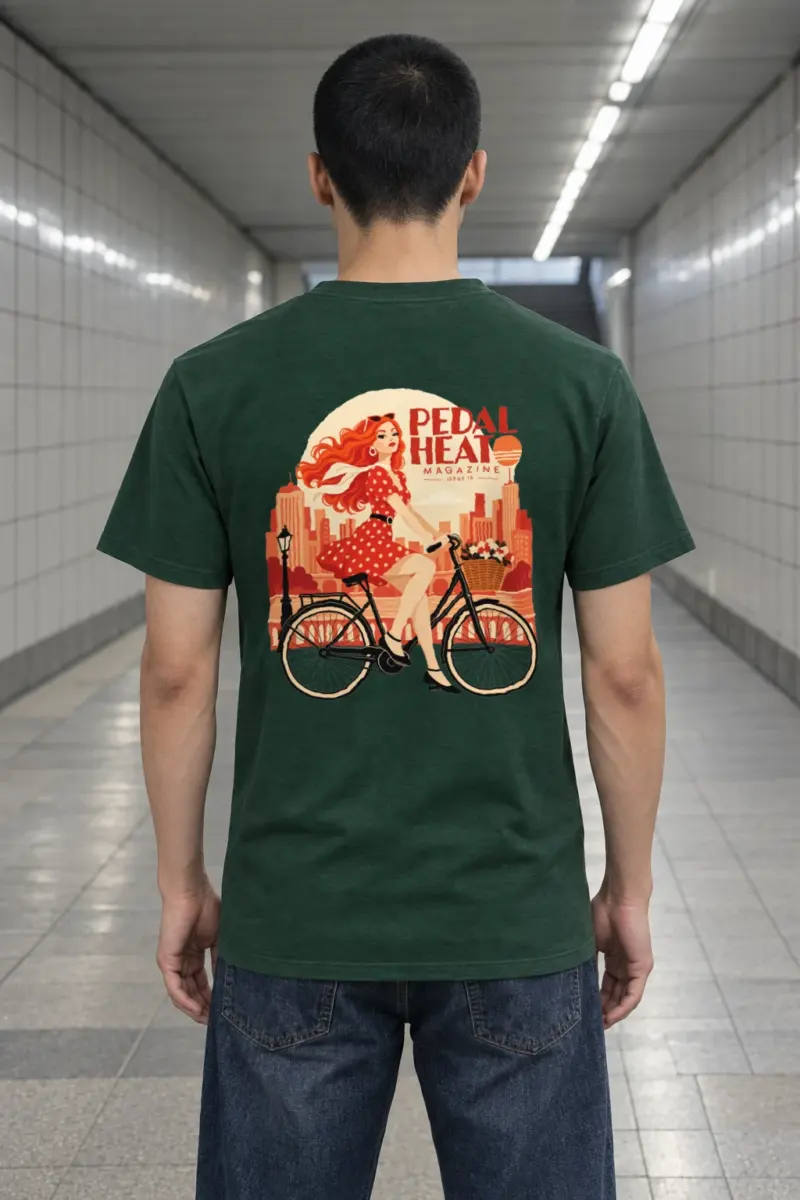 "Flower Basket Cyclist" Heavyweight Unisex Crewneck T-shirt