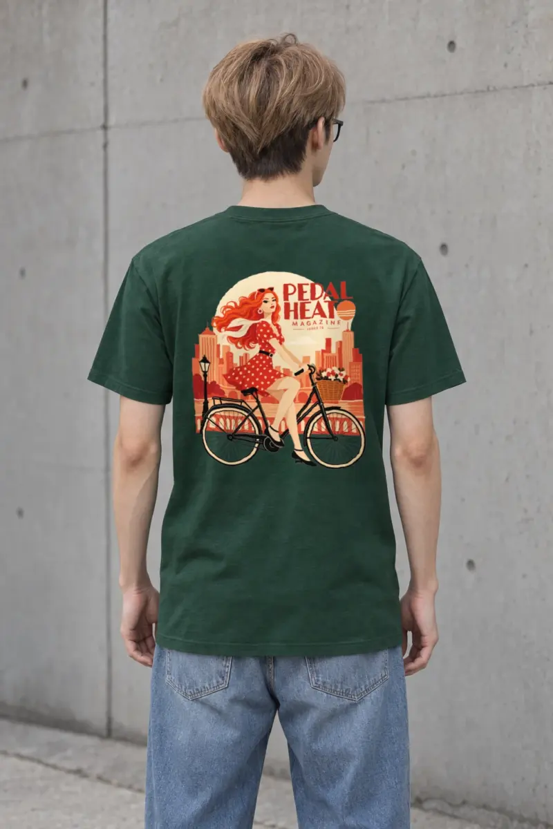 "Flower Basket Cyclist" Heavyweight Unisex Crewneck T-shirt