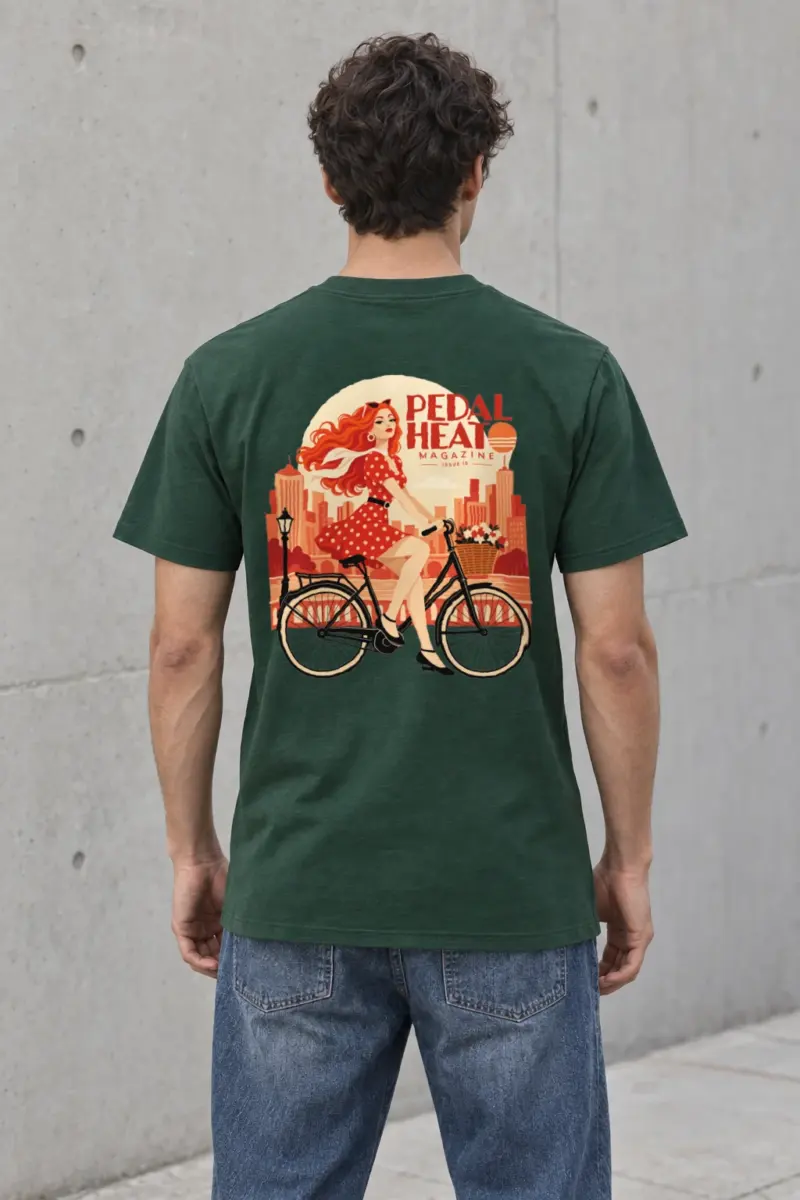 "Flower Basket Cyclist" Heavyweight Unisex Crewneck T-shirt | Gildan 5000
