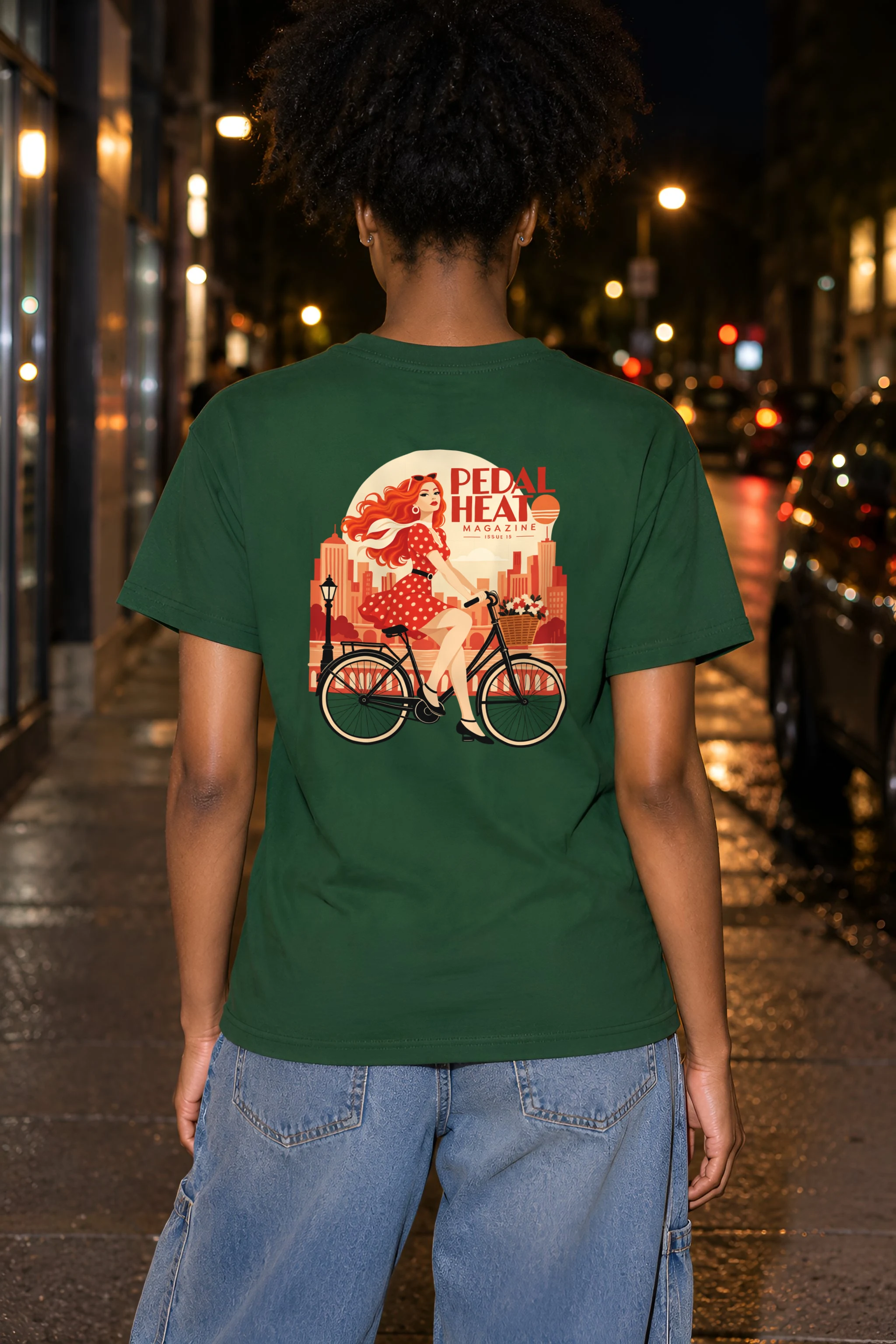 "Flower Basket Cyclist" Heavyweight Unisex Crewneck T-shirt