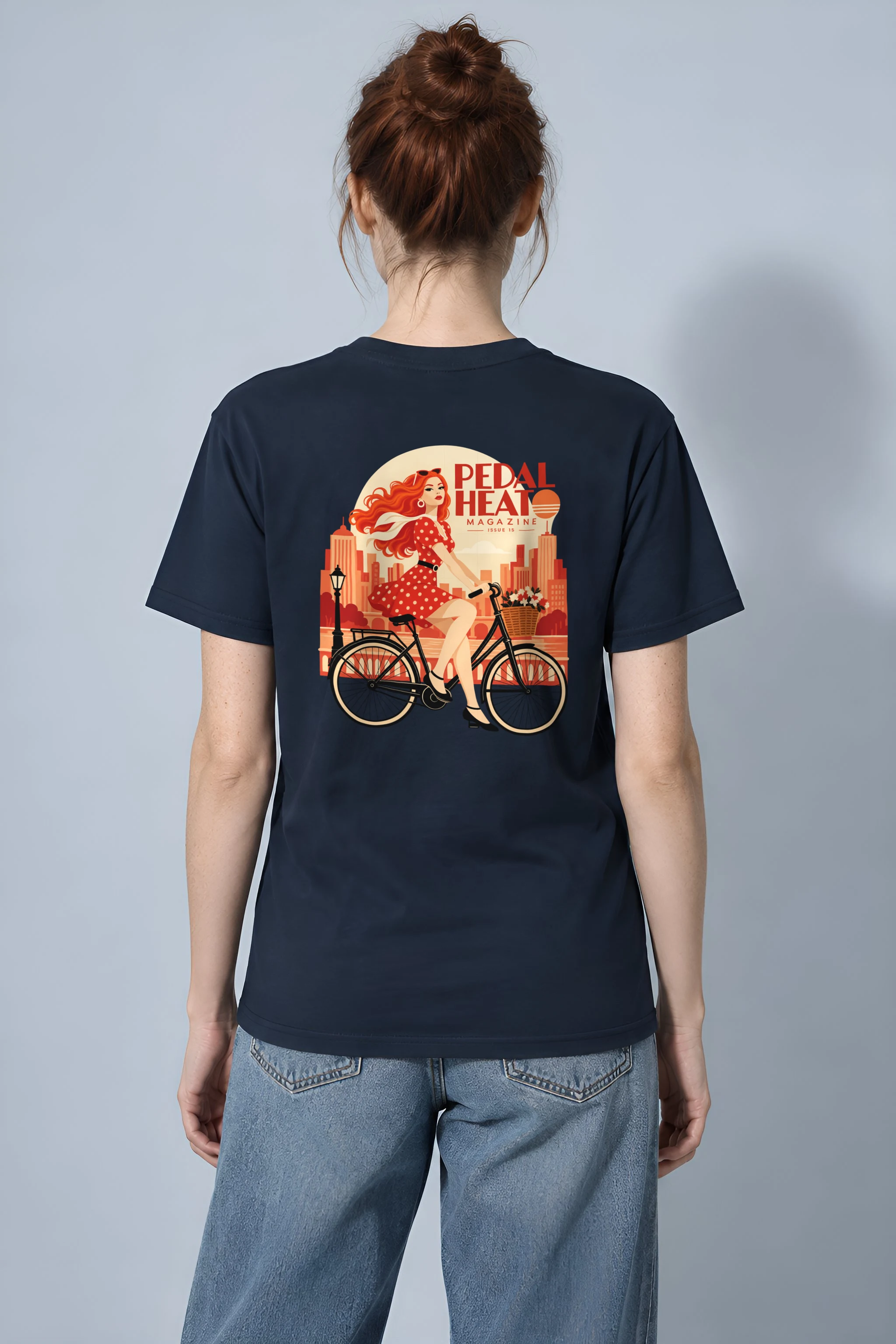 "Flower Basket Cyclist" Heavyweight Unisex Crewneck T-shirt